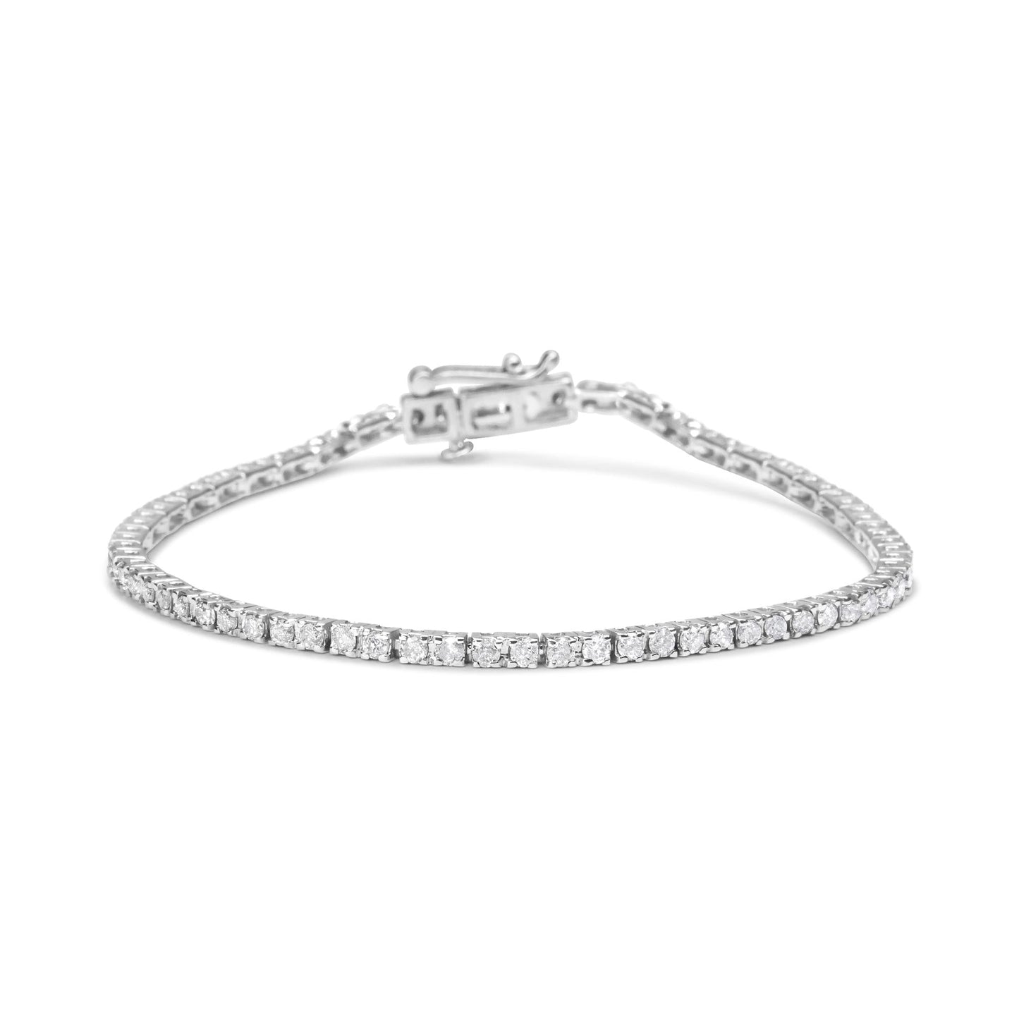 10K White Gold 2.0 Cttw Prong Set Round-Cut 7.25" Classic Diamond Tennis Bracelet (G-H Color, I1-I2 Clarity) - Bijoux-NYC Direct