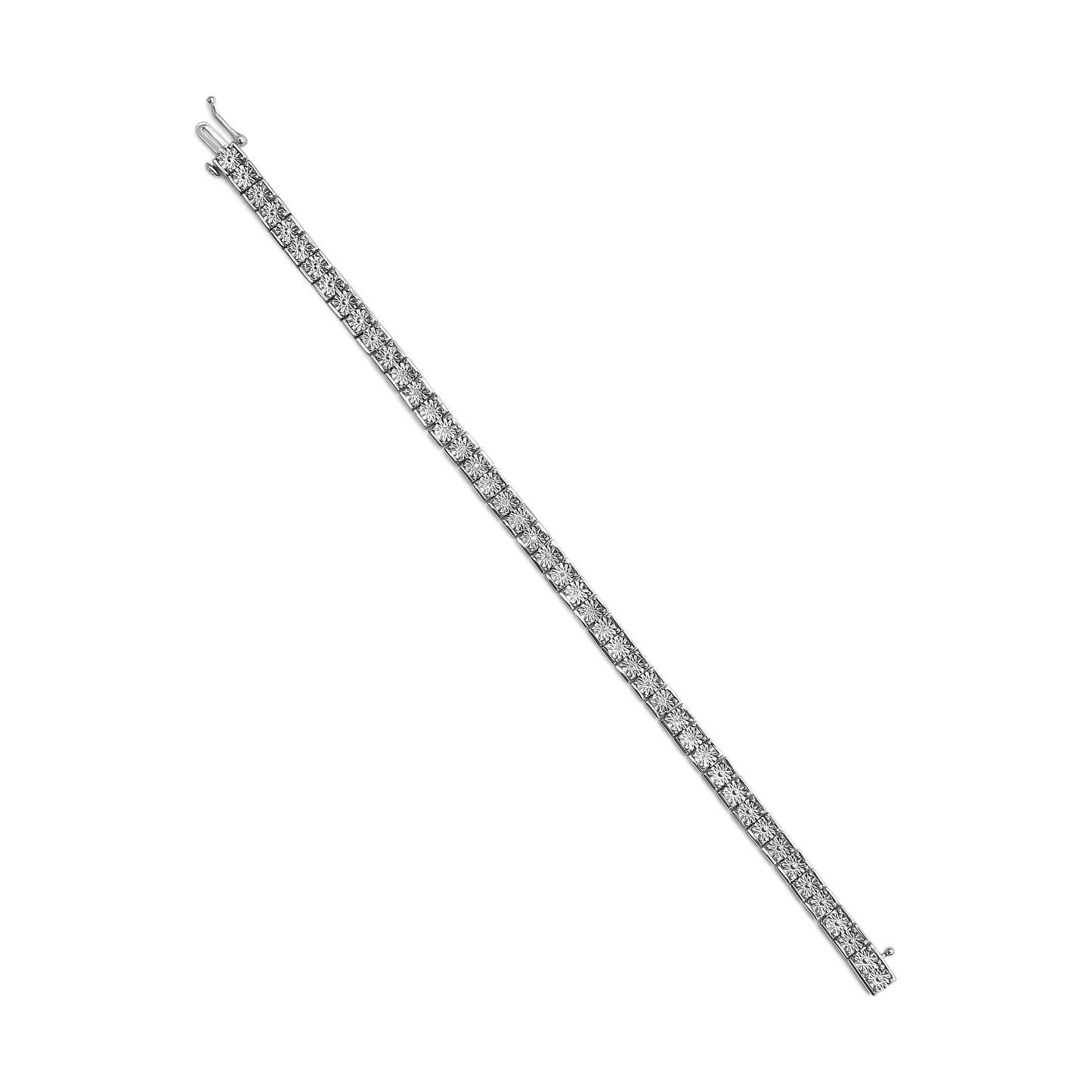 .925 Sterling Silver 1/10 Cttw Diamond 7.25" Link Bracelet (I-J Color, I2-I3 Clarity) - Bijoux-NYC Direct