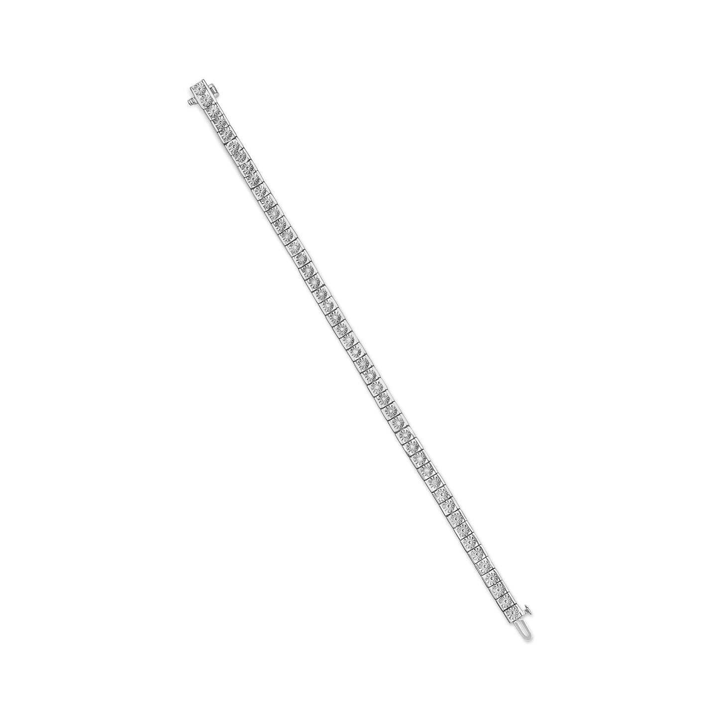 .925 Sterling Silver 1/4 Cttw Miracle Set Diamond and Bead Link 7.25" Tennis Bracelet (I-J Color, I2-I3 Clarity) - Bijoux-NYC Direct