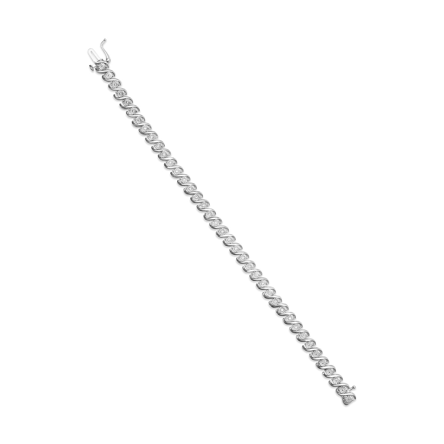 .925 Sterling Silver 1/4 Cttw Miracle Set Diamond and Beaded 7.25" Tennis Bracelet (I-J Color, I2-I3 Clarity) - Bijoux-NYC Direct