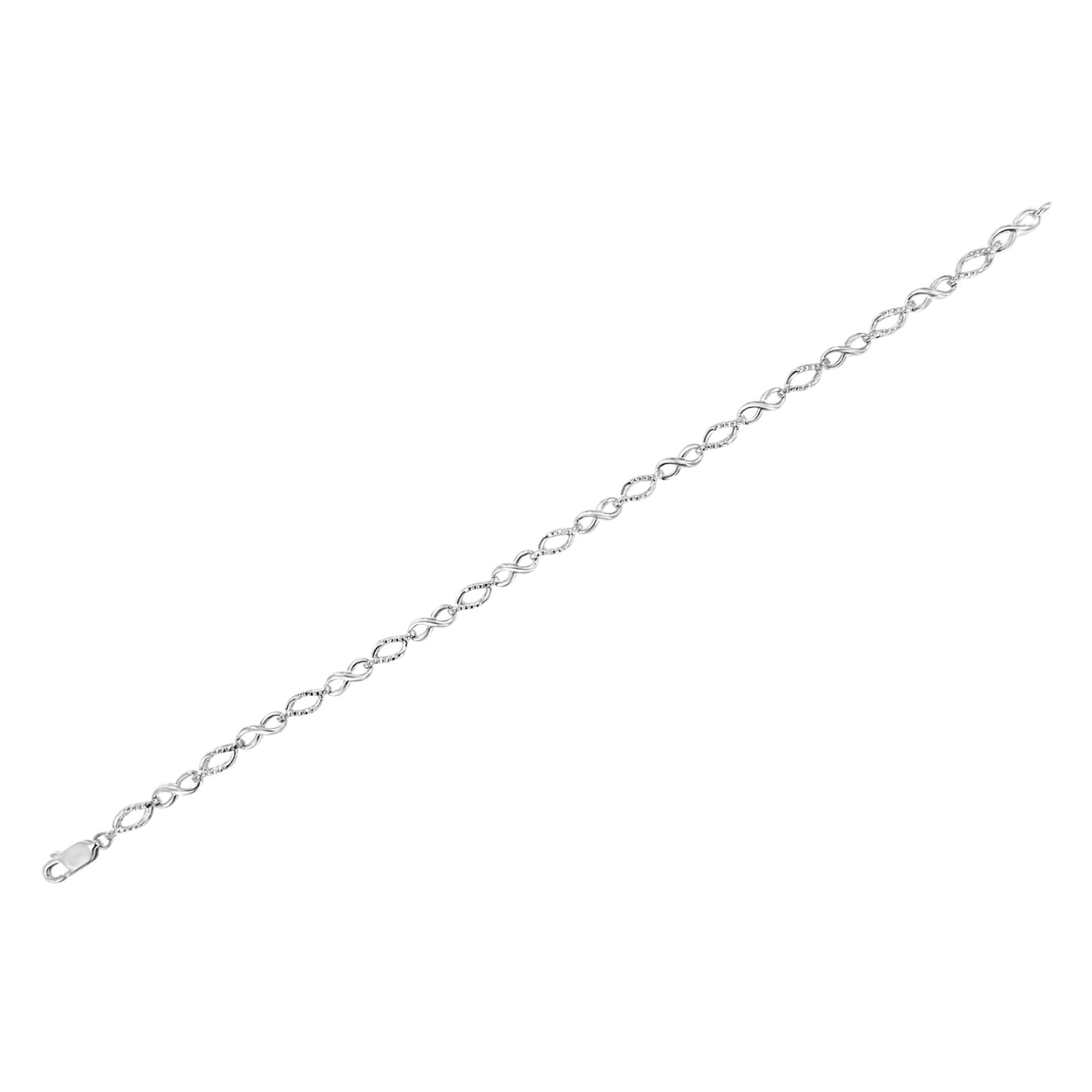 .925 Sterling Silver Diamond Accent Alternating Infinity Shape and Pear Shape Link Bracelet (I-J Color, I3 Clarity) - 7.25" Inches - Bijoux-NYC Direct