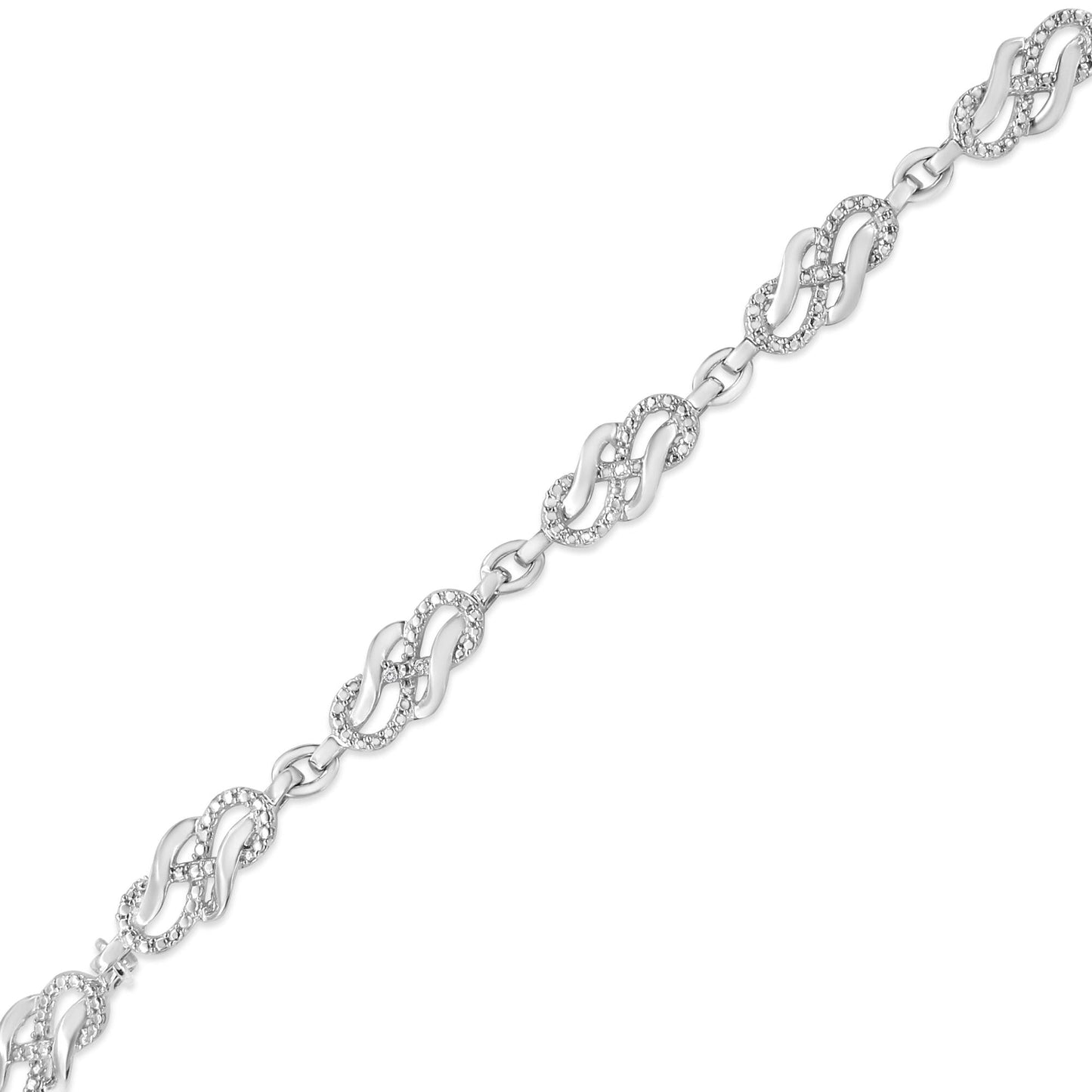 .925 Sterling Silver Prong Set Diamond Accent Infinity Weave Link 7.25" Bracelet (I-J Color, I3 Clarity) - Bijoux-NYC Direct