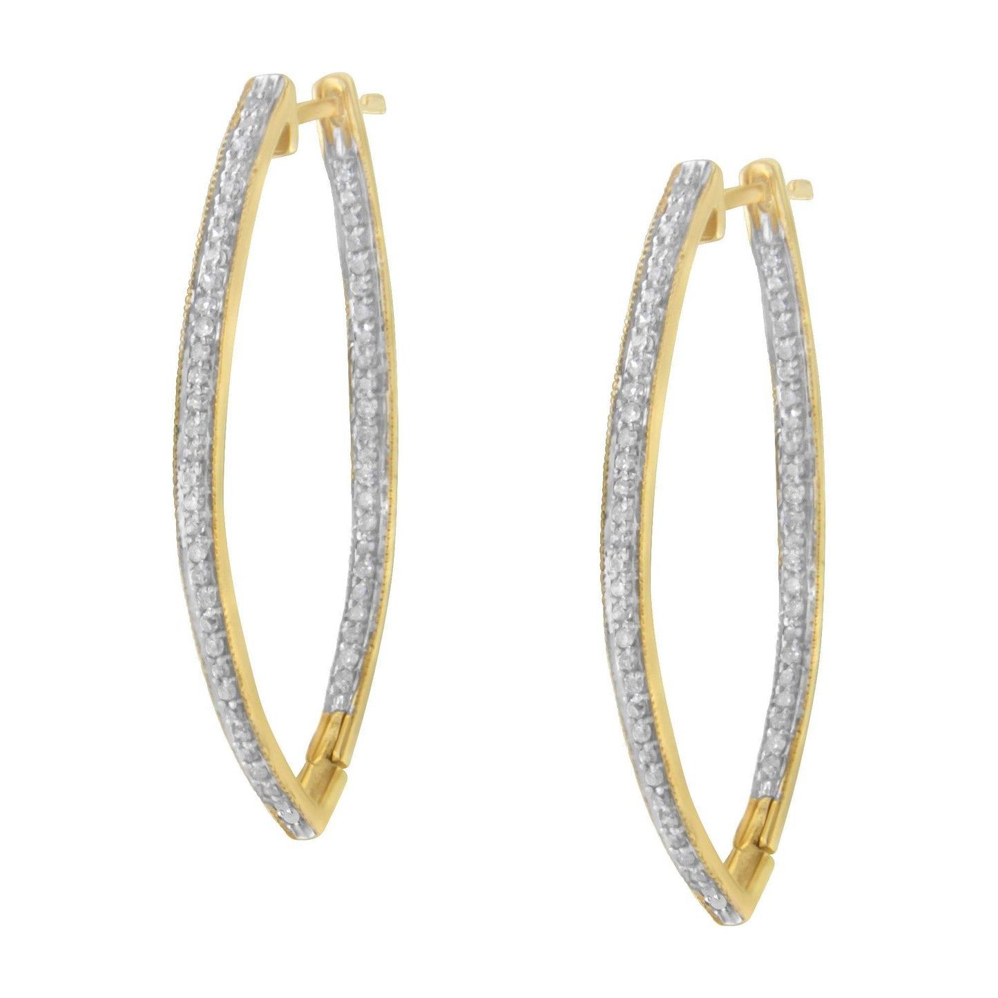 10k Yellow Gold Round Cut Diamond Earrings (1 cttw, I-J Color, I2-I3 Clarity) - Bijoux-NYC Direct