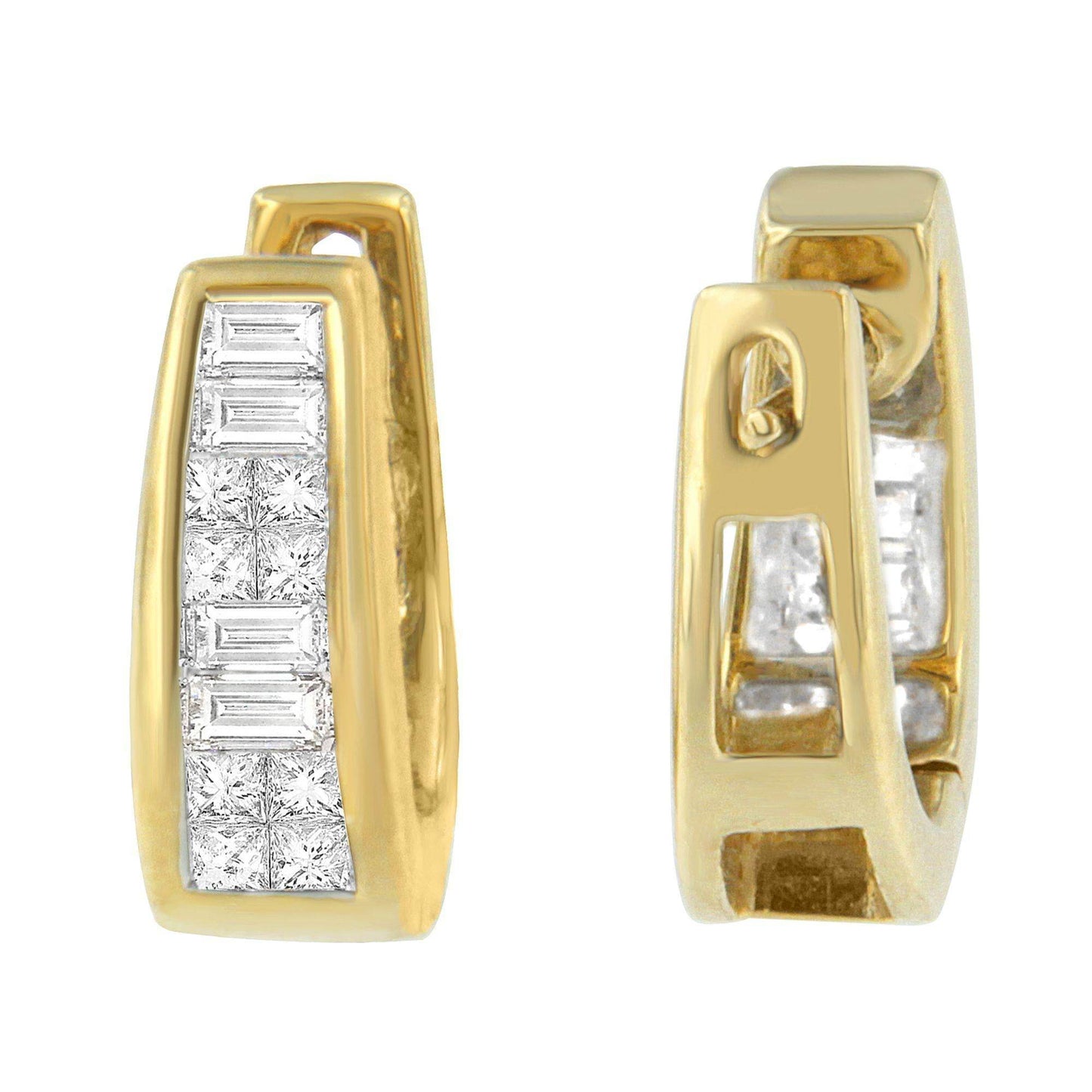 14k Yellow Gold 1/2ct TDW Princess and Baguette Diamond Earrings (I-J,VS1-VS2) - Bijoux-NYC Direct