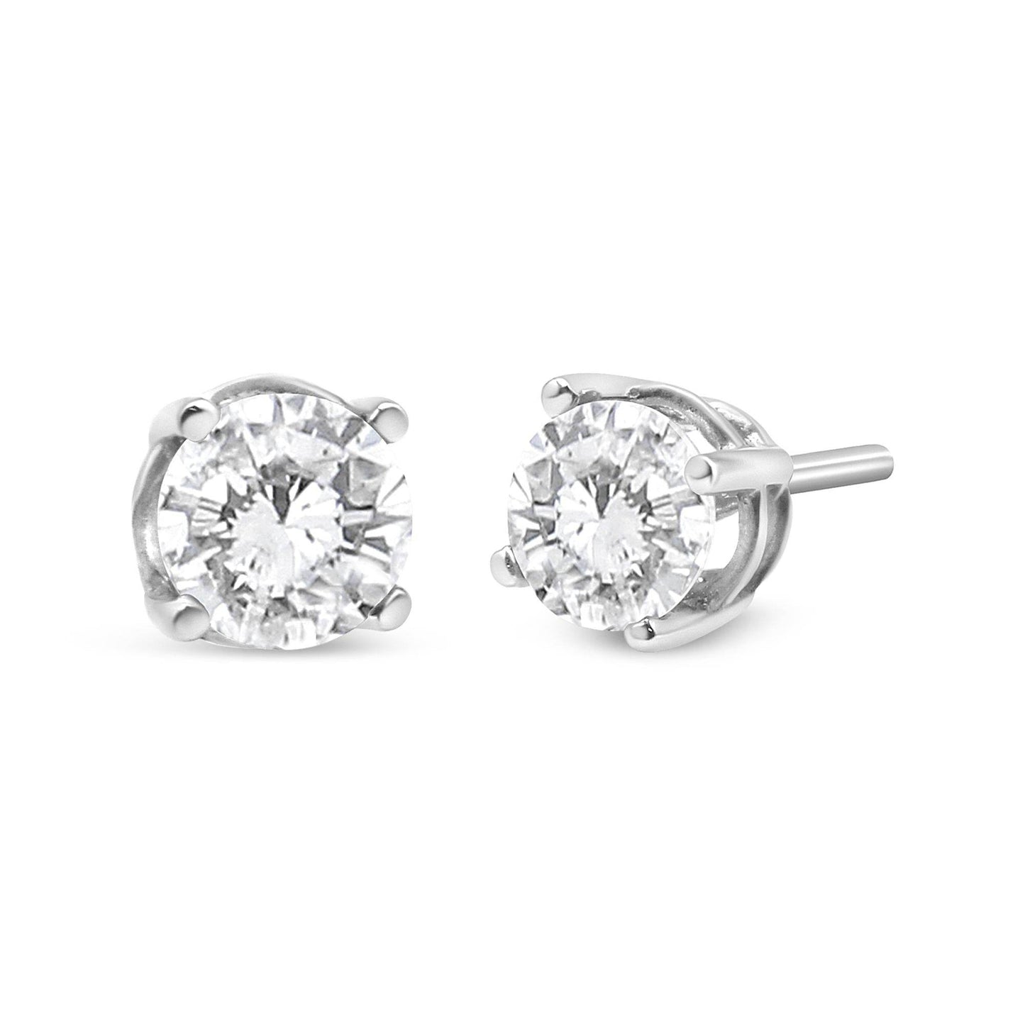 14K White Gold 3/4 Cttw Lab Grown Diamond 4-Prong Classic Stud Earrings (F-G Color, VS2-SI1 Clarity) - Bijoux-NYC Direct