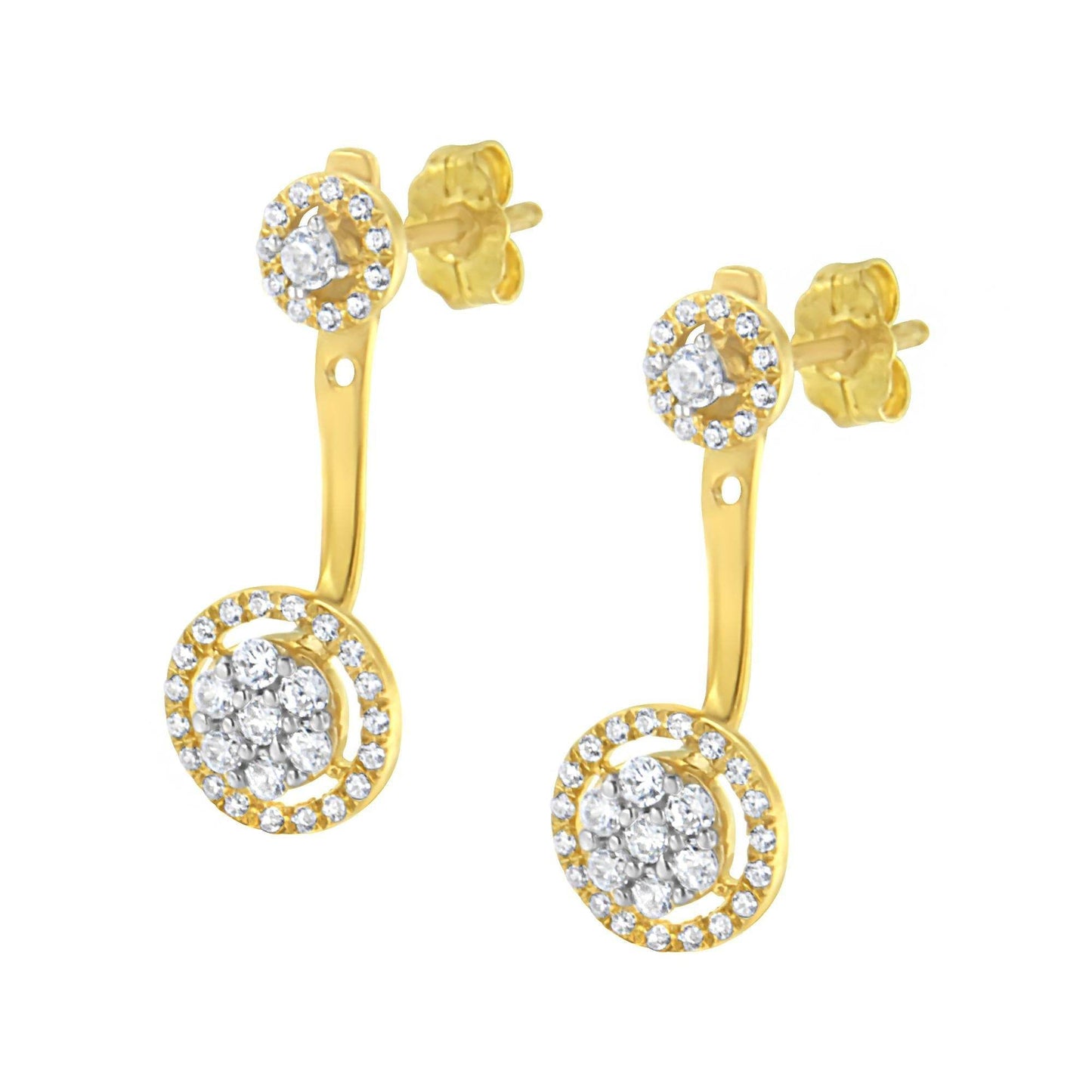 14K Yellow Gold Plated .925 Sterling Silver 5/8 Cttw Diamond Removable Stud and Dangle Earrings (I-J Color, I2-I3) - Bijoux-NYC Direct