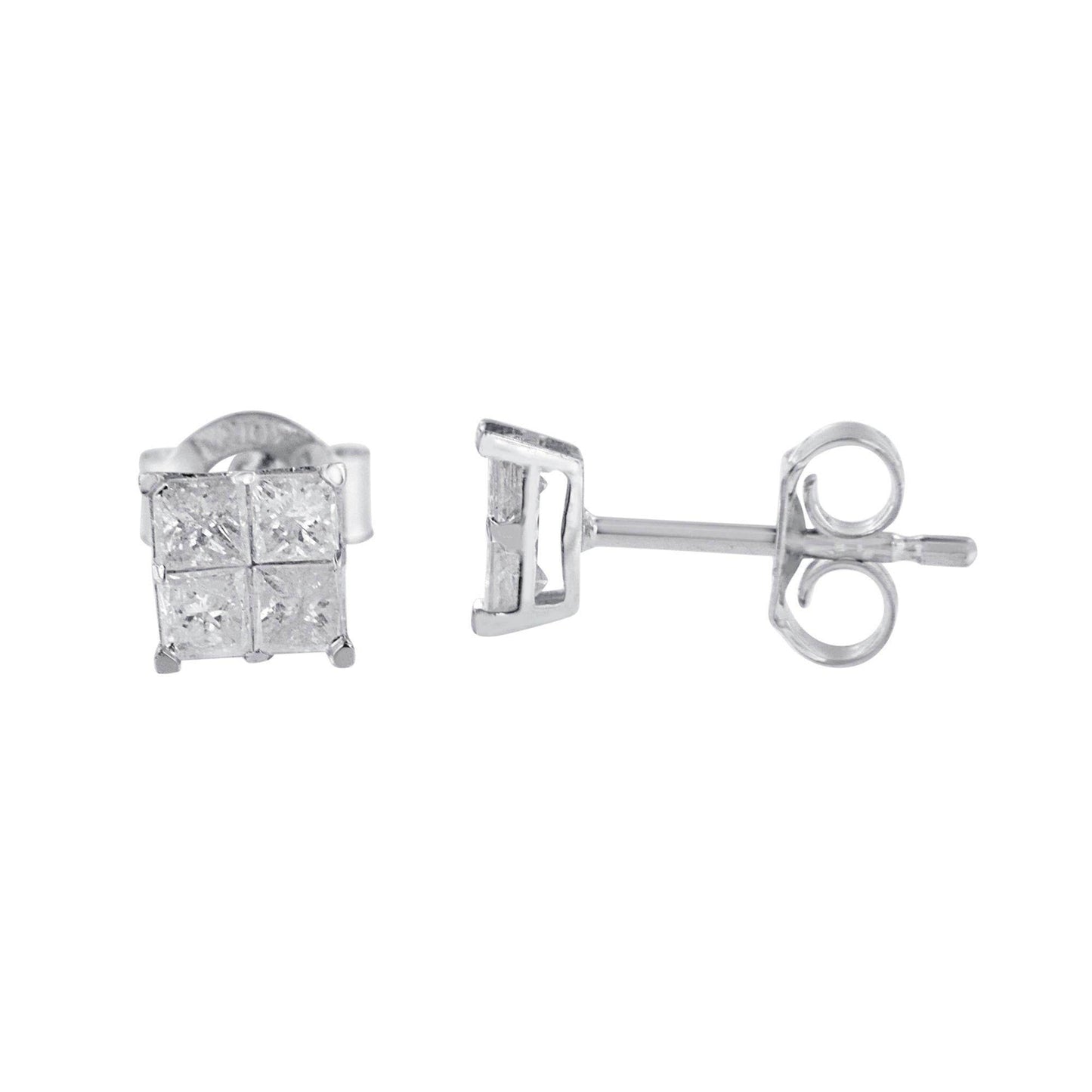 10k White Gold Diamond Stud Earrings (0.60 cttw, I-J Color, I2-I3 Clarity) - Bijoux-NYC Direct