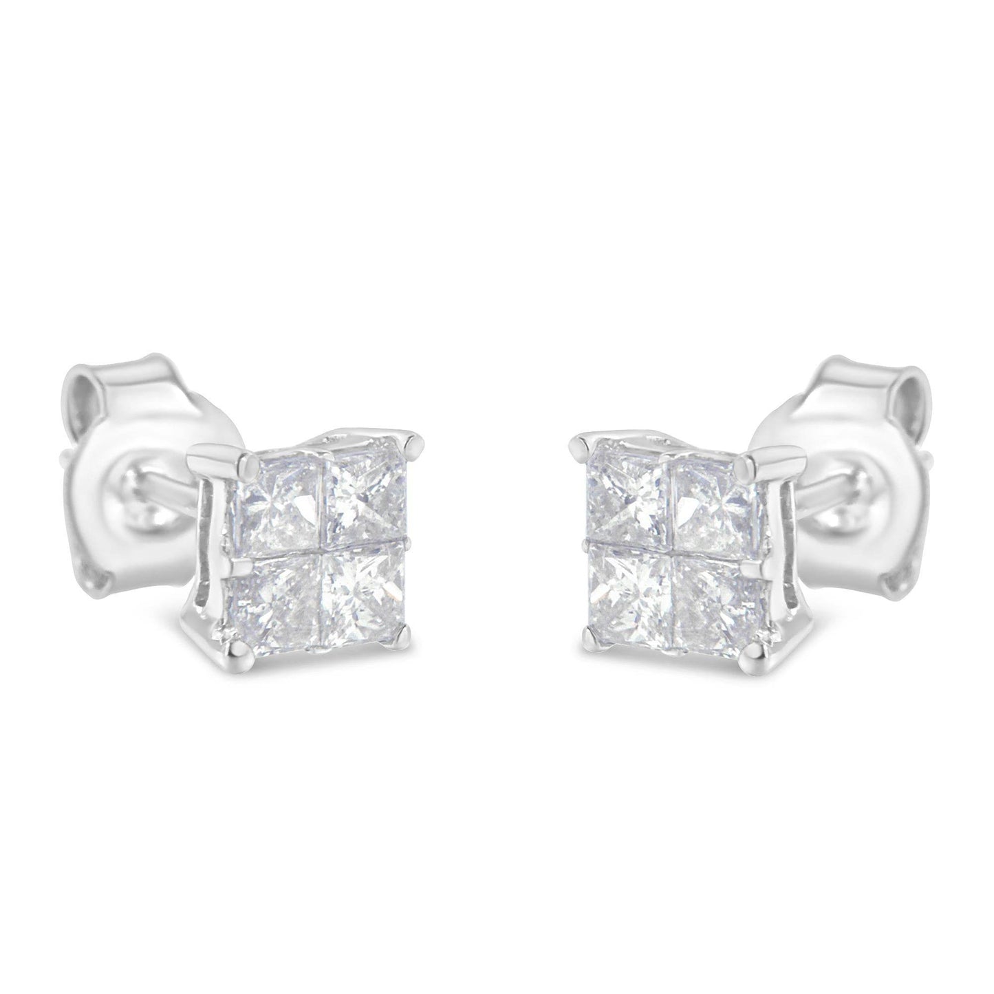 10K White Gold Diamond Stud Earrings (3/4 cttw, H-I Color, SI2-I1 Clarity) - Bijoux-NYC Direct