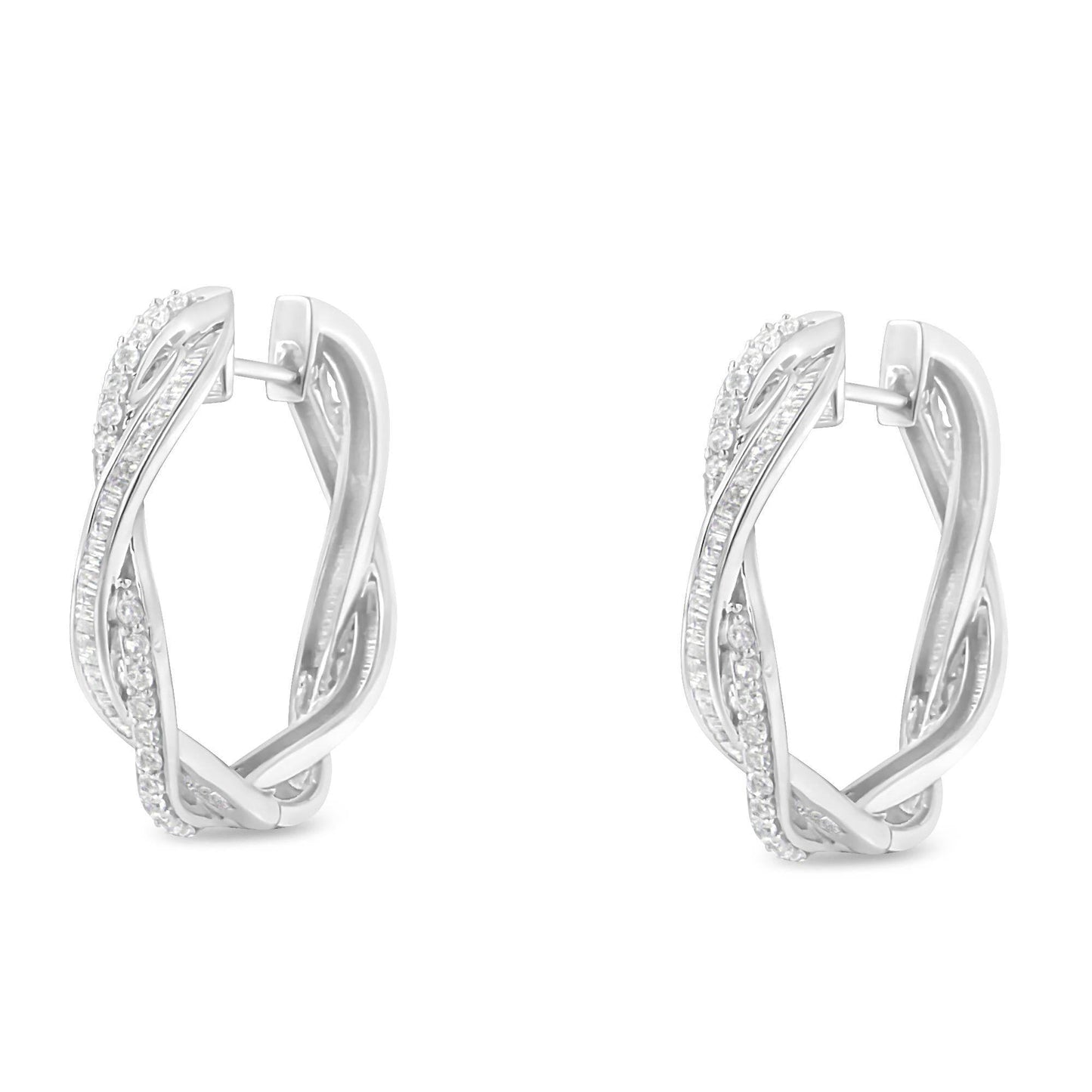 Sterling-Silver Diamond Hoop Earring (0.75 cttw, I-J Color, I2-I3 Clarity) - Bijoux-NYC Direct