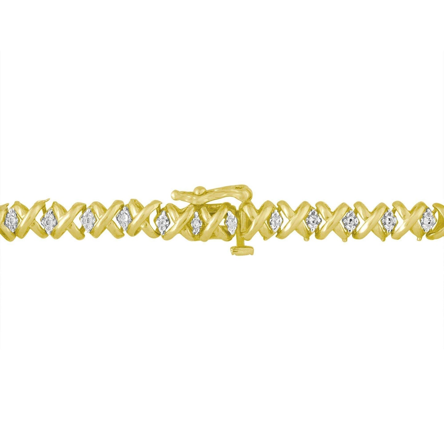 10K Yellow Gold 4 cttw Brilliant Round-Cut Diamond Graduating Riviera Statement Necklace (H-I Color, I2-I3 Clarity) - Bijoux-NYC Direct