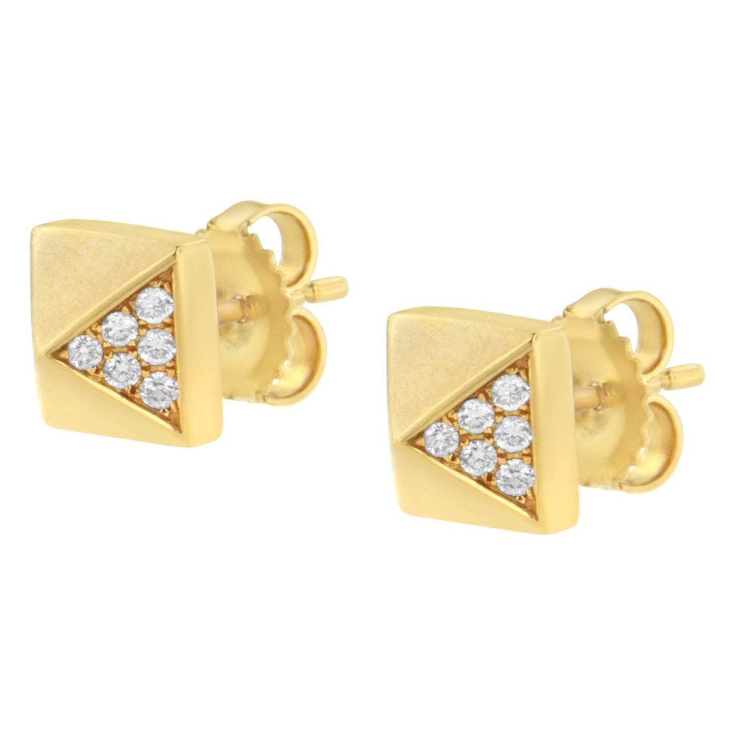 14K Yellow Gold 1/4 Cttw Diamond Pyramid Stud Earring (G-H Color, SI1-SI2 Clarity) - Bijoux-NYC Direct