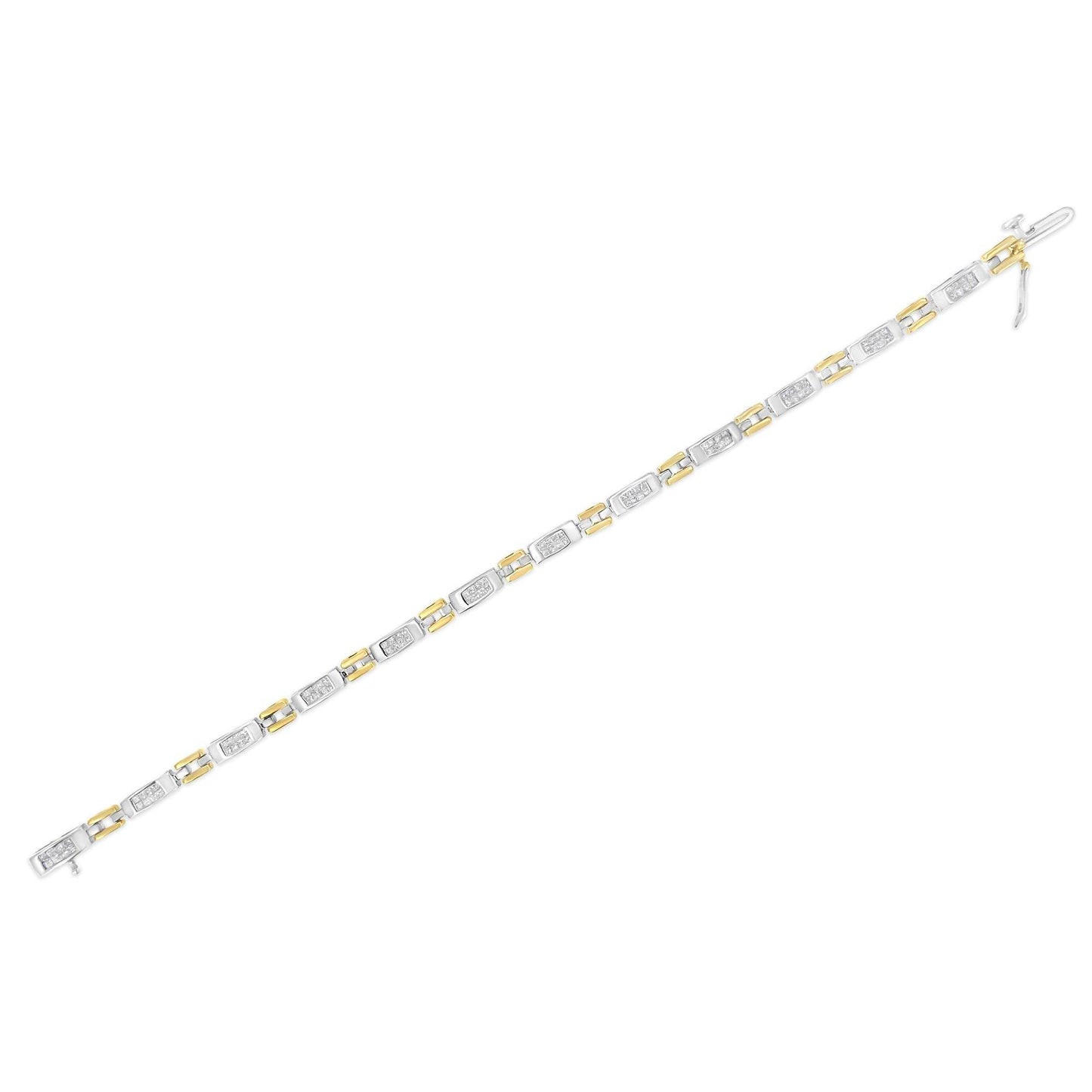 10K Two-Tone Gold Princess Cut Diamond Geo Link Bracelet (1.00 cttw, H-I Color, SI1-SI2 Clarity) - Bijoux-NYC Direct