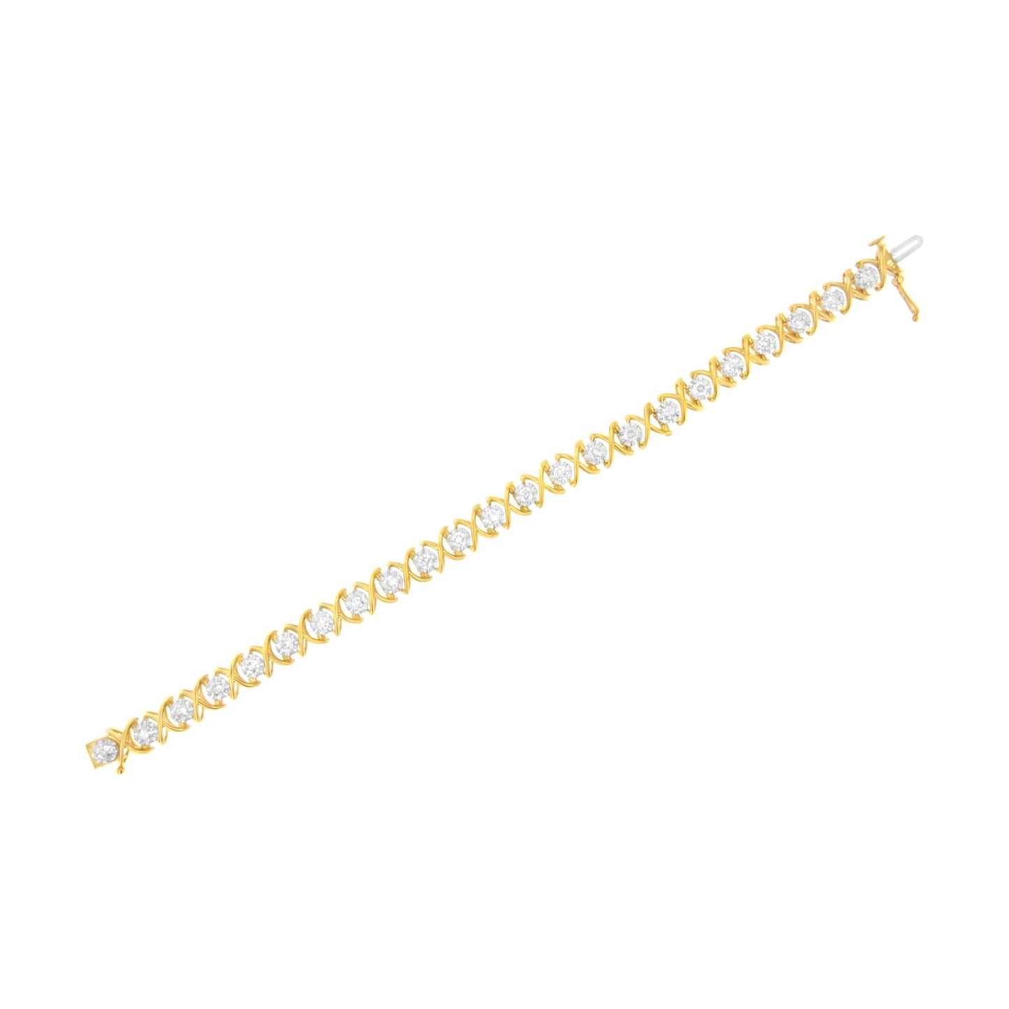 10K Yellow Gold Plated Sterling Silver 2 cttw Diamond "XOXO" Bracelet (J-K Clarity, I1-I2 Color) - Size 7.25" - Bijoux-NYC Direct