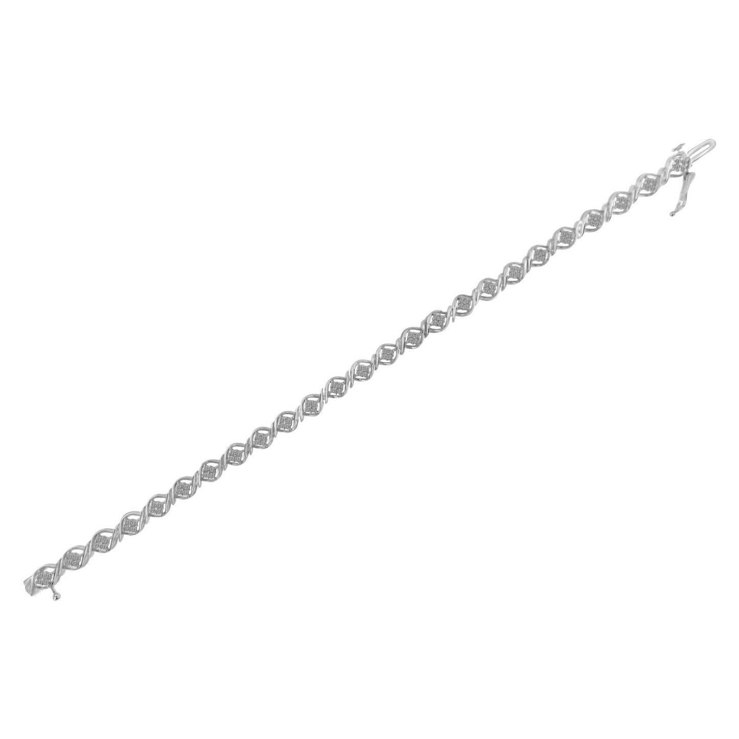 Sterling Silver Diamond Cluster Link Bracelet (1 cttw, I-J Color, I2-I3 Clarity) - Bijoux-NYC Direct