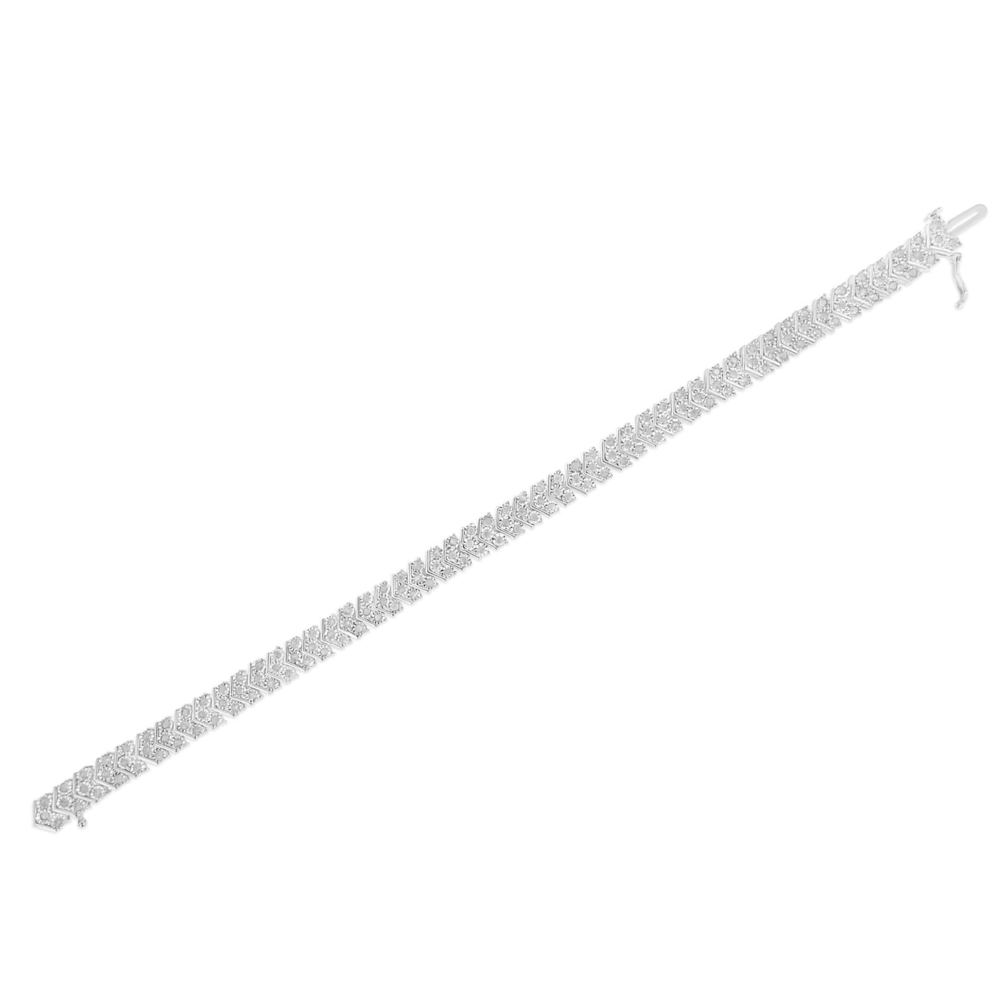 .925 Sterling Silver 2.0 Cttw Diamond Miracle-Set Nested Chevron Link 7" Tennis Bracelet (I-J Color, I3 Clarity) - Bijoux-NYC Direct