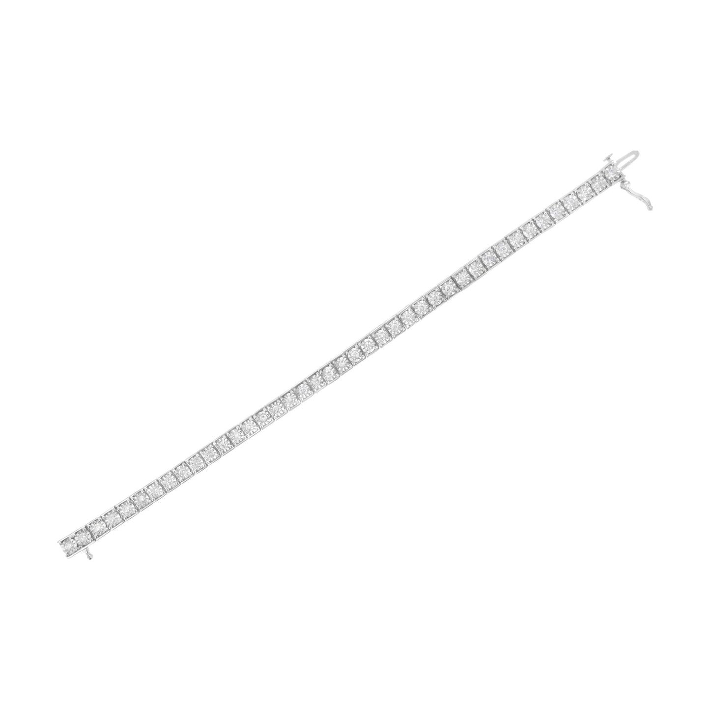 .925 Sterling Silver Brilliant-Cut Round Diamond Square Frame Miracle-Set Tennis Bracelet (2 cttw, I-J Color, I2-I3 Clarity) - Size 7" - Bijoux-NYC Direct