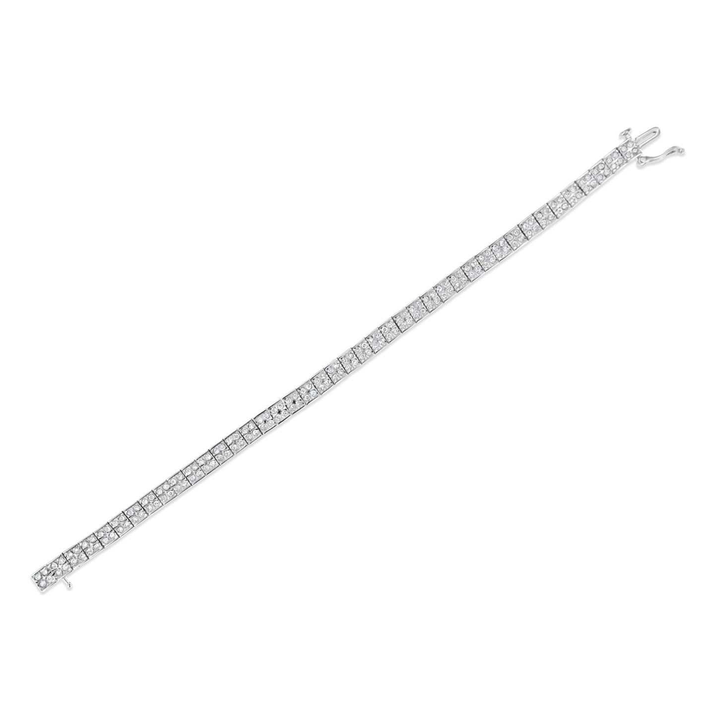 .925 Sterling Silver 2 Cttw Prong Set Round-Cut Diamond 4 Stone Box Link Bracelet (I-J Color, I3 Clarity) - 7.25" - Bijoux-NYC Direct