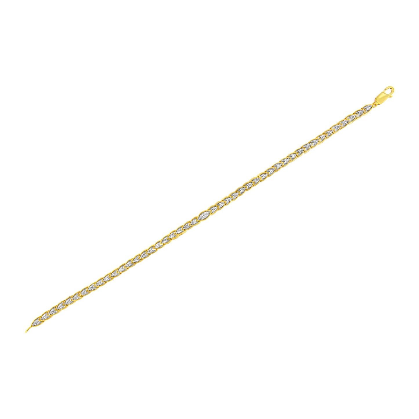 10K Yellow Gold Plated .925 Sterling Silver 1 cttw Prong-Set Diamond Pear Shape Link Bracelet (I-J Color, I1-I2 Clarity) - 7.25" - Bijoux-NYC Direct