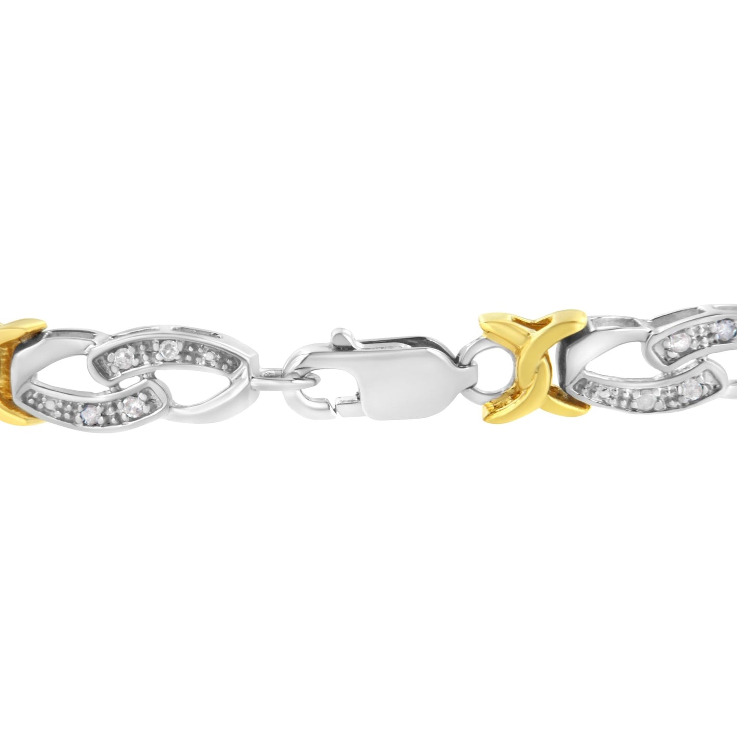 10k Yellow Gold Plated Sterling Silver 1/4 cttw Diamond Infinity and X Link Bracelet (I-J Clarity, I2-I3 Color) - Size 7.25" - Bijoux-NYC Direct