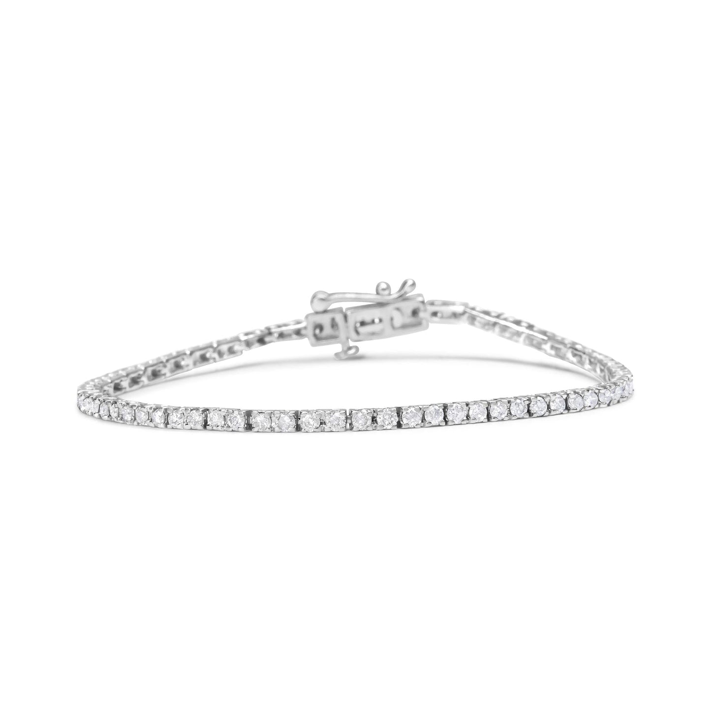 10K White Gold 2.0 Cttw Prong Set Round-Cut 7.25" Classic Diamond Tennis Bracelet (G-H Color, I1-I2 Clarity) - Bijoux-NYC Direct