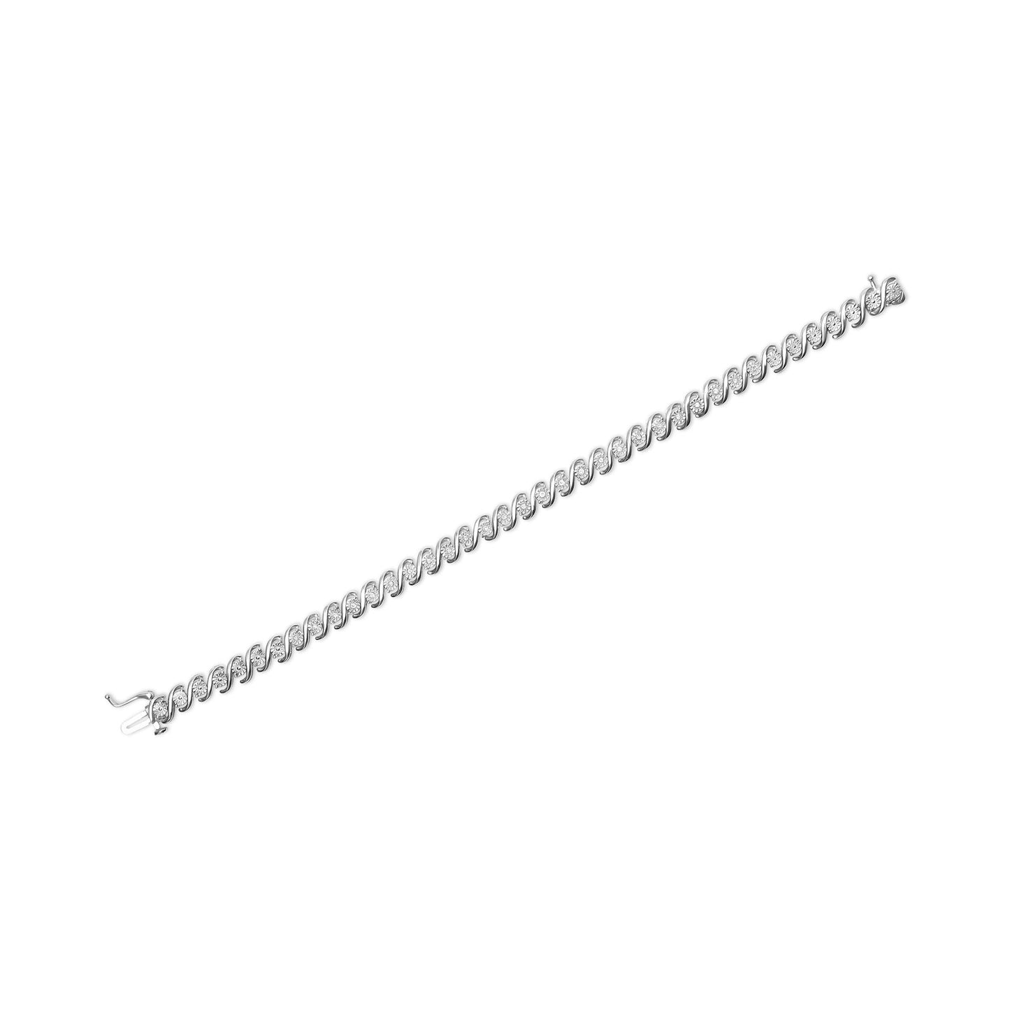 .925 Sterling Silver 1/4 Cttw Miracle Set Diamond and Beaded 7.25" Tennis Bracelet (I-J Color, I2-I3 Clarity) - Bijoux-NYC Direct