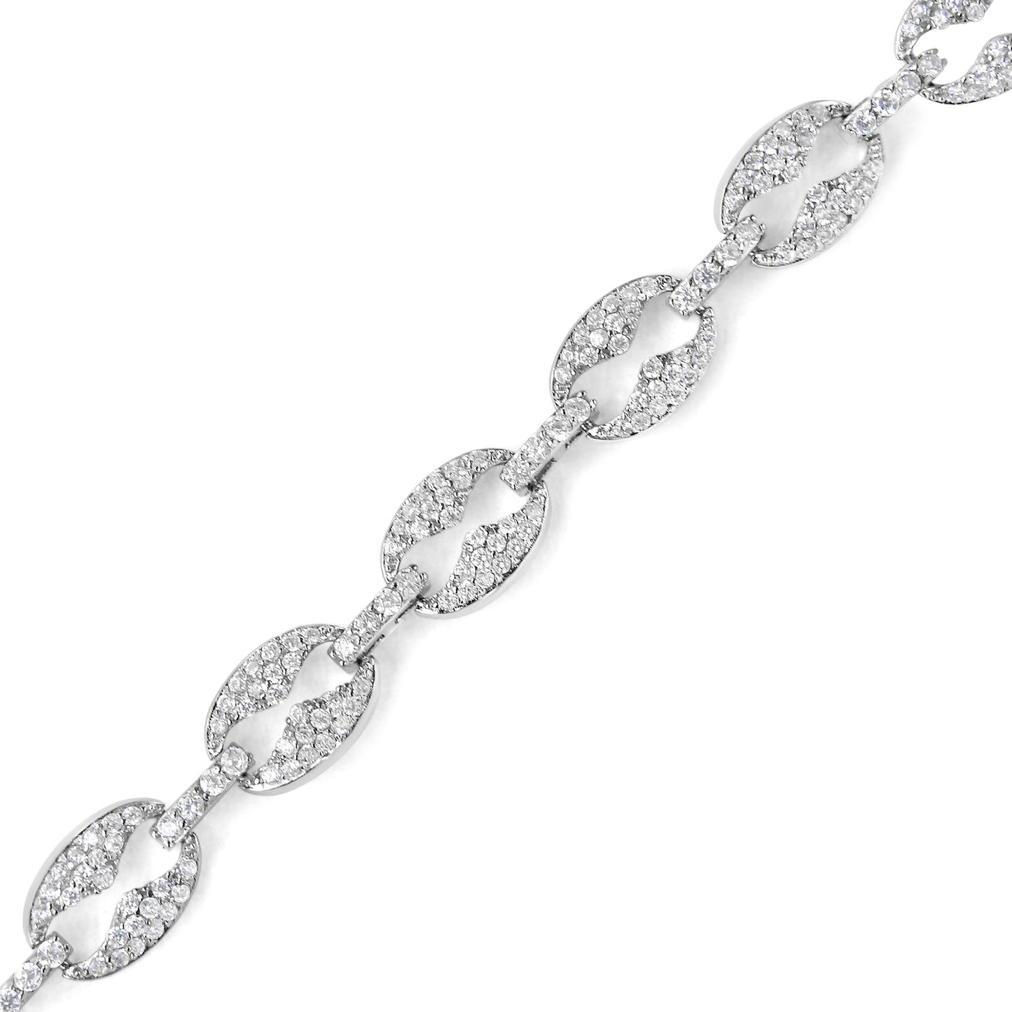 14K White Gold 1 1/2 Cttw Round Diamond Set Link Bracelet (I-J Color, I1-I2 Clarity) - 7" - Bijoux-NYC Direct
