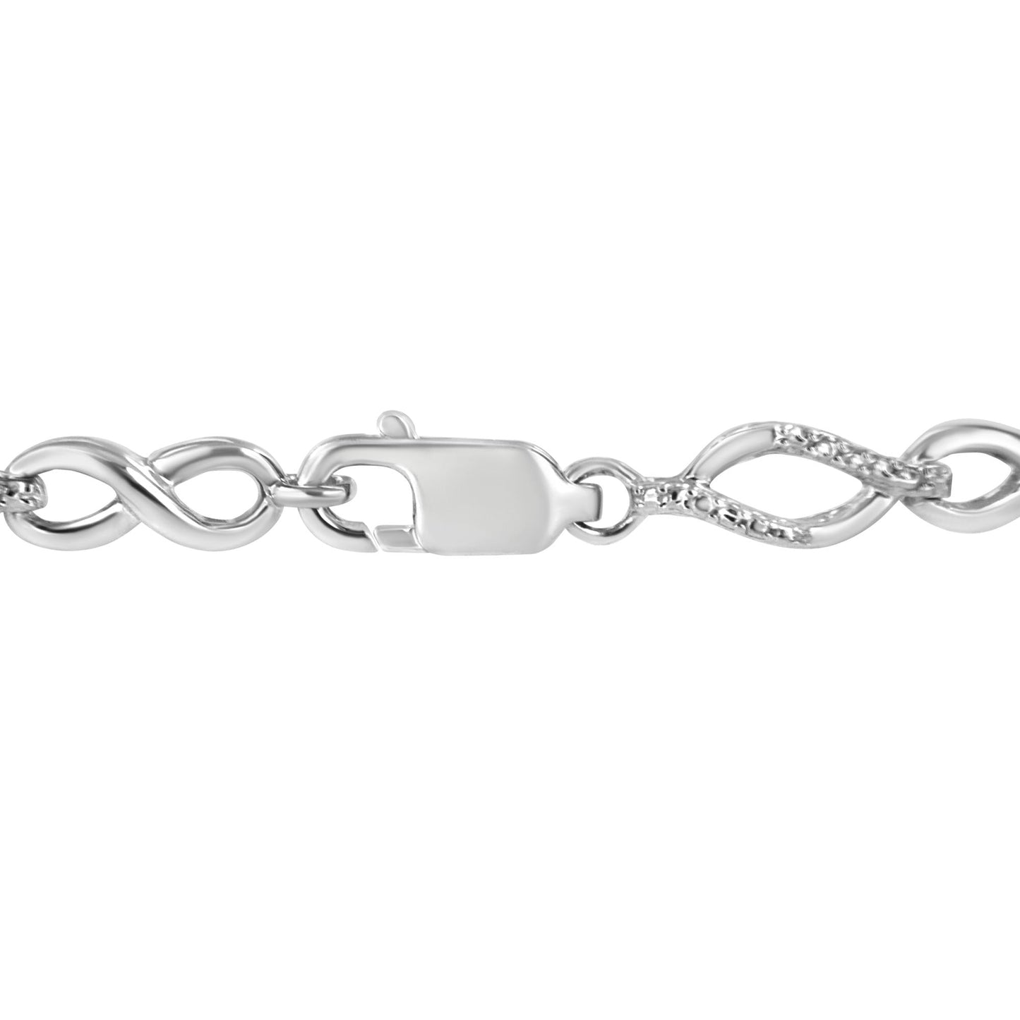 .925 Sterling Silver Diamond Accent Alternating Infinity Shape and Pear Shape Link Bracelet (I-J Color, I3 Clarity) - 7.25" Inches - Bijoux-NYC Direct