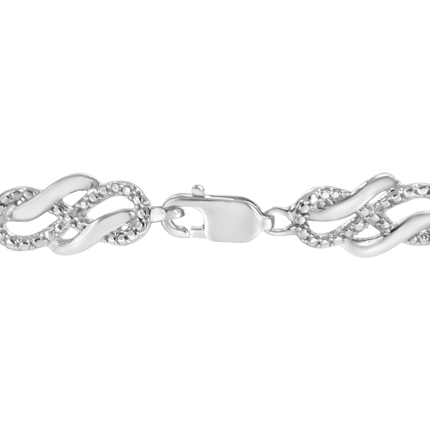 .925 Sterling Silver Prong Set Diamond Accent Infinity Weave Link 7.25" Bracelet (I-J Color, I3 Clarity) - Bijoux-NYC Direct