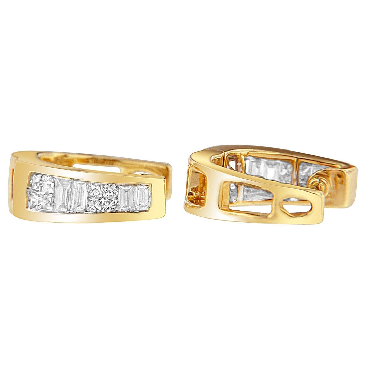 14k Yellow Gold 1/2ct TDW Princess and Baguette Diamond Earrings (I-J,VS1-VS2) - Bijoux-NYC Direct