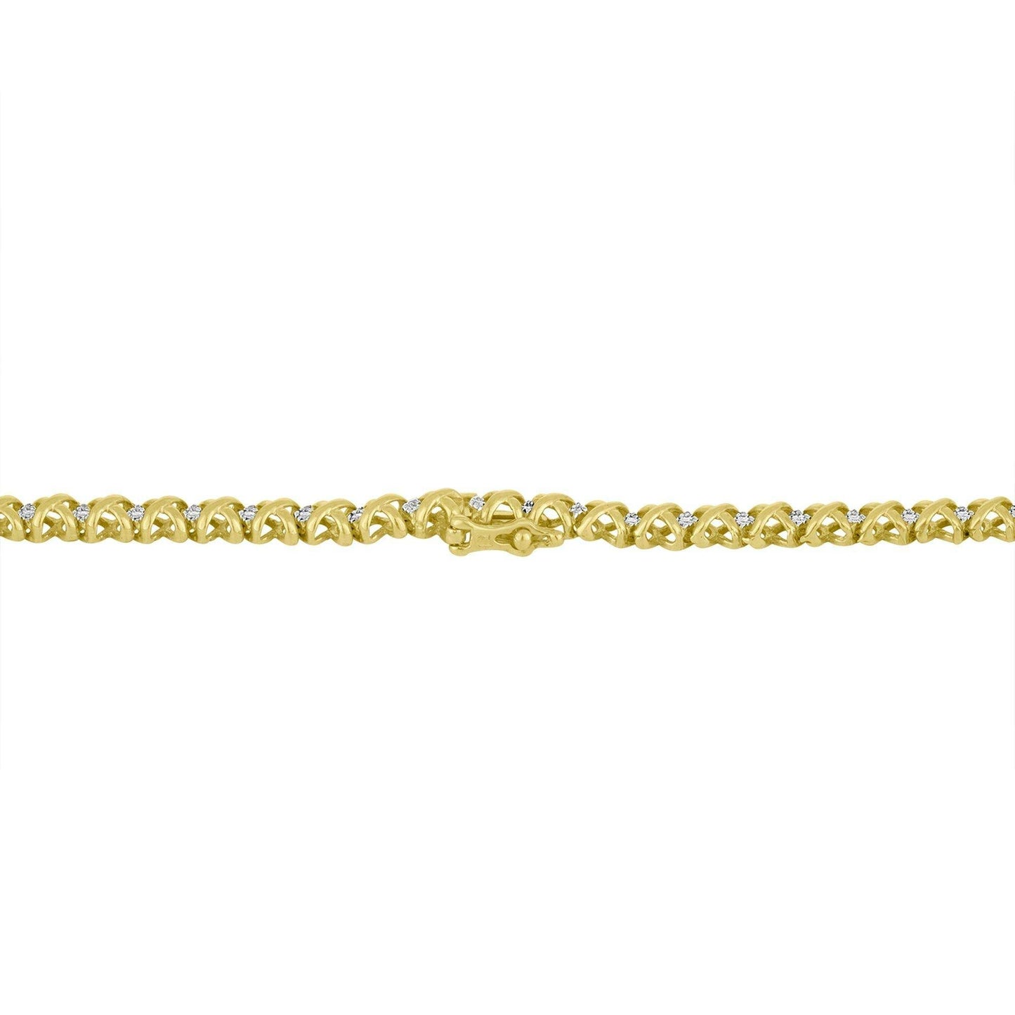 10K Yellow Gold 4 cttw Brilliant Round-Cut Diamond Graduating Riviera Statement Necklace (H-I Color, I2-I3 Clarity) - Bijoux-NYC Direct