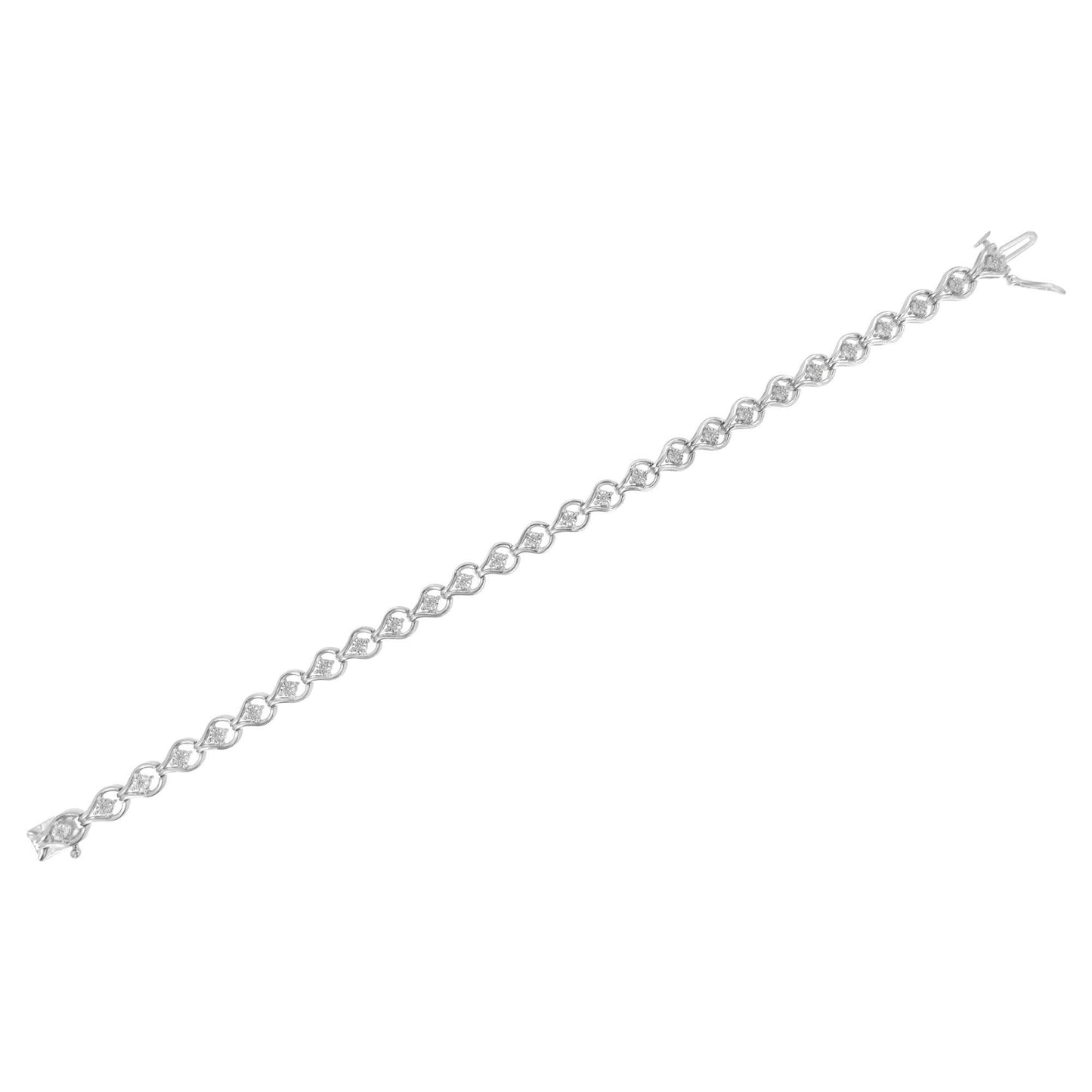 Sterling Silver Diamond Link Bracelet (1/4 cttw, I-J Color, I2-I3 Clarity) - Bijoux-NYC Direct