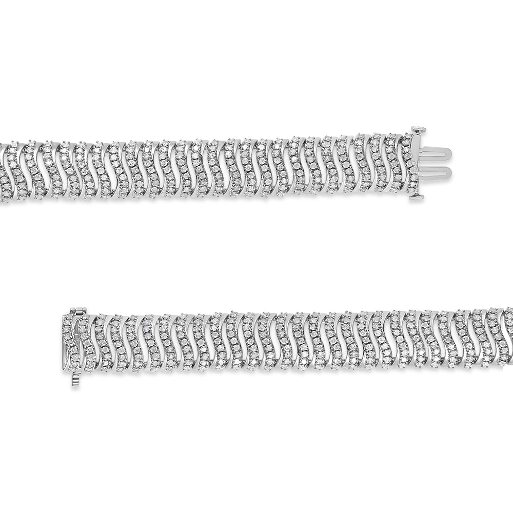 .925 Sterling Silver 5.00 Cttw Round-Cut Diamond "S" Link Bracelet (I-J Color, I3 Clarity) - Size 7.25 - Bijoux-NYC Direct