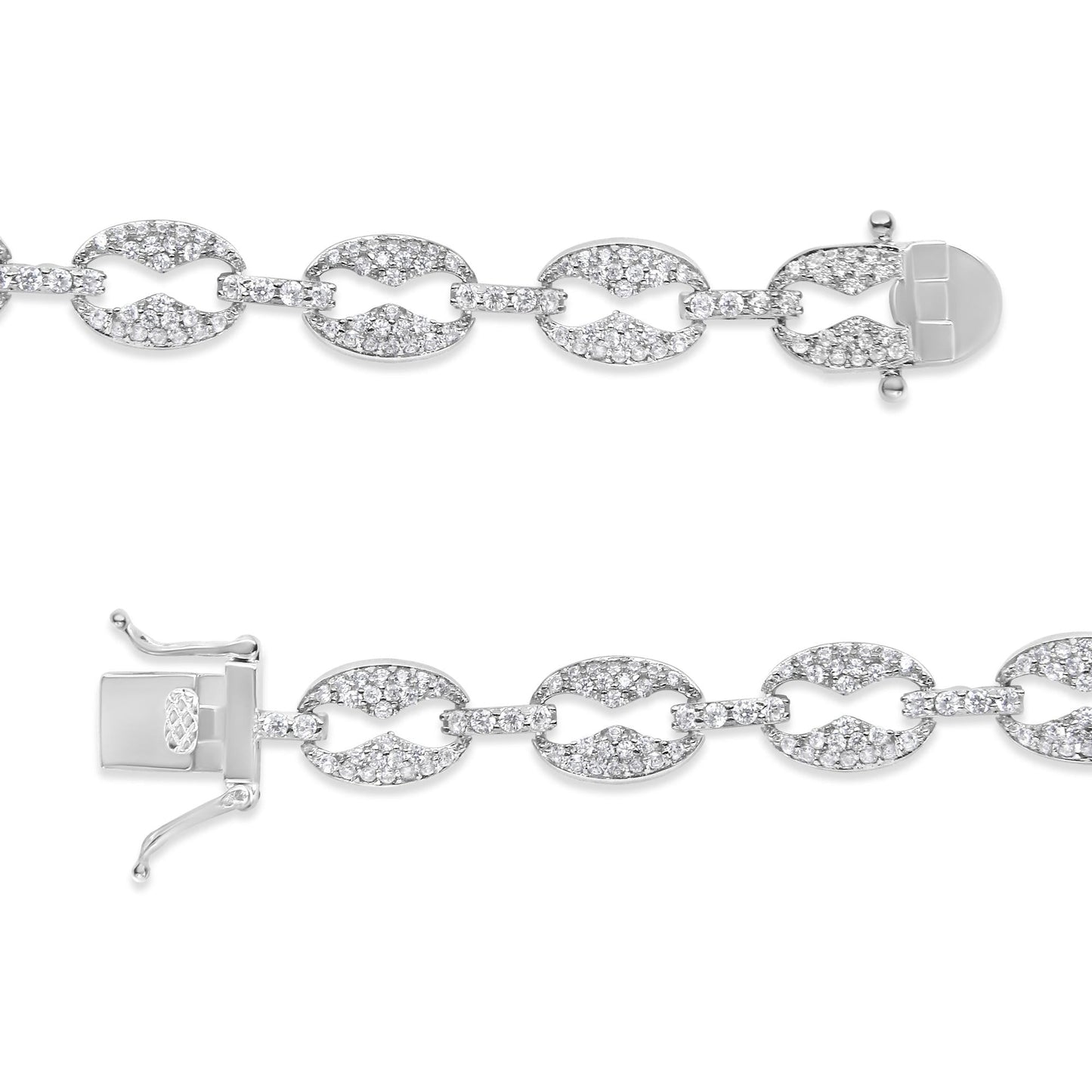 14K White Gold 1 1/2 Cttw Round Diamond Set Link Bracelet (I-J Color, I1-I2 Clarity) - 7" - Bijoux-NYC Direct