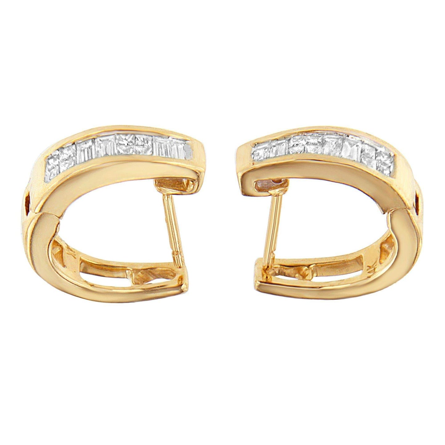 14k Yellow Gold 1/2ct TDW Princess and Baguette Diamond Earrings (I-J,VS1-VS2) - Bijoux-NYC Direct