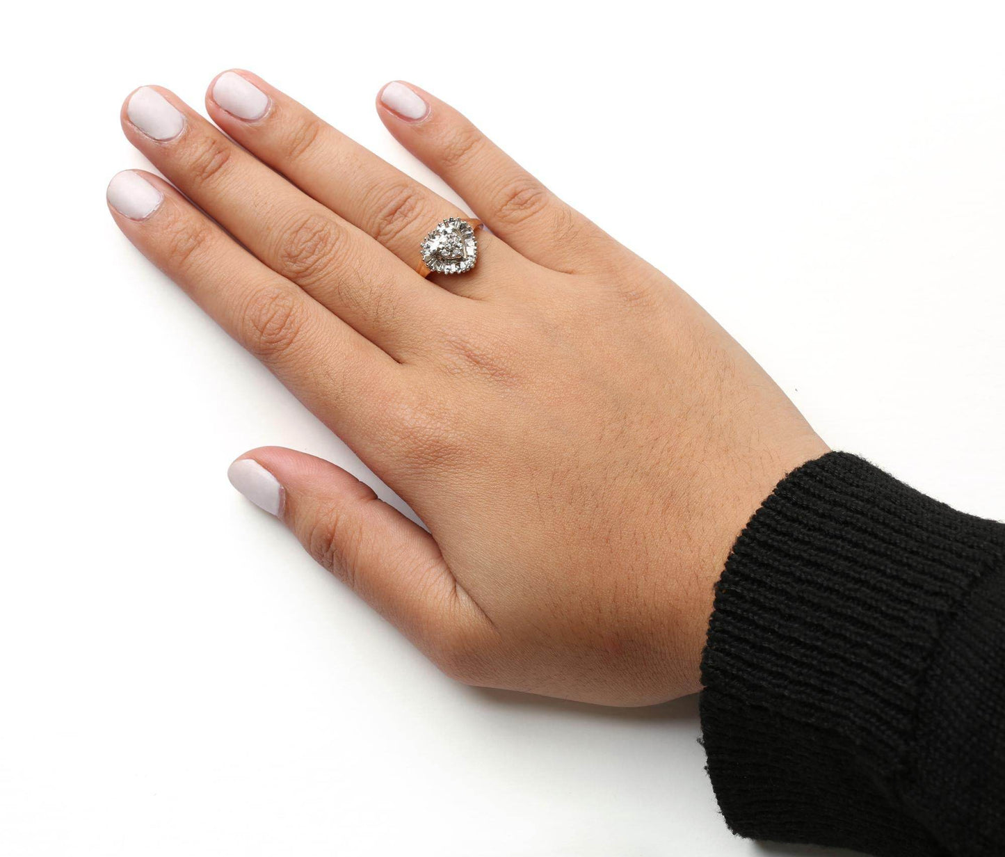 10K Yellow Gold 1/4 Cttw Round and Baguette cut Diamond Heart Shape Ballerina Ring (H-I Color, I1-I2 Clarity) - Bijoux-NYC Direct