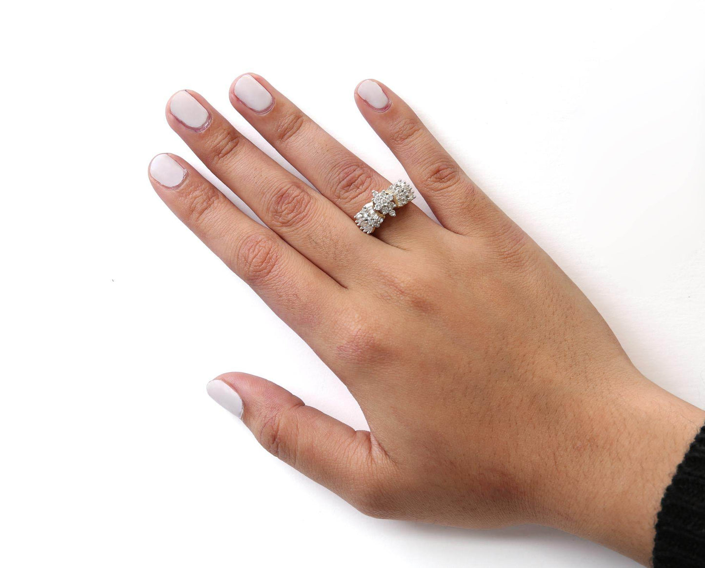 10K Yellow Gold 1.00 Cttw Diamond Starburst Ring Band (H-I Color, I1-I2 Clarity) - Bijoux-NYC Direct