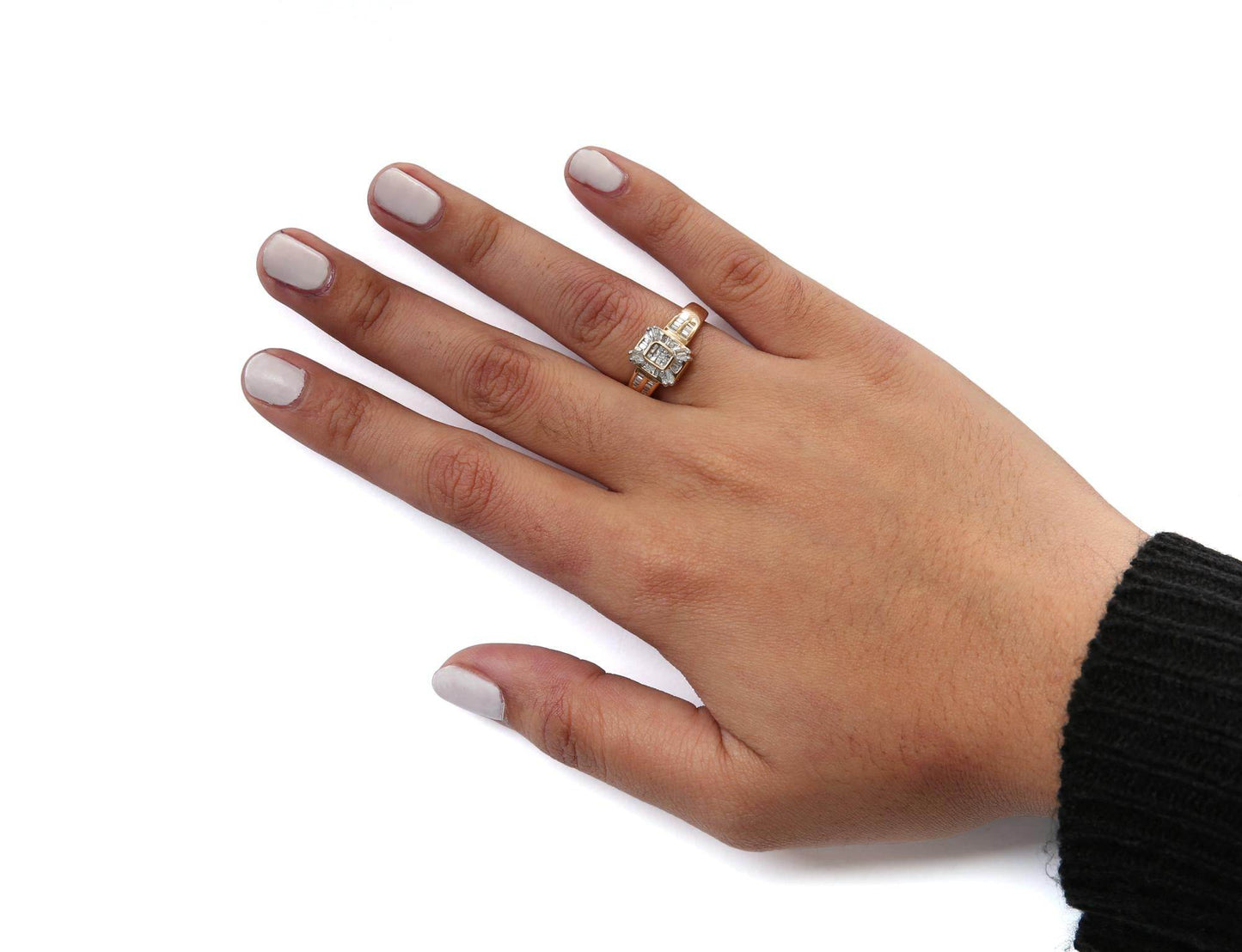 10K Yellow Gold 1/2 Cttw Diamond Composite and Halo Ring (H-I Color, SI1-SI2 Clarity) - Bijoux-NYC Direct