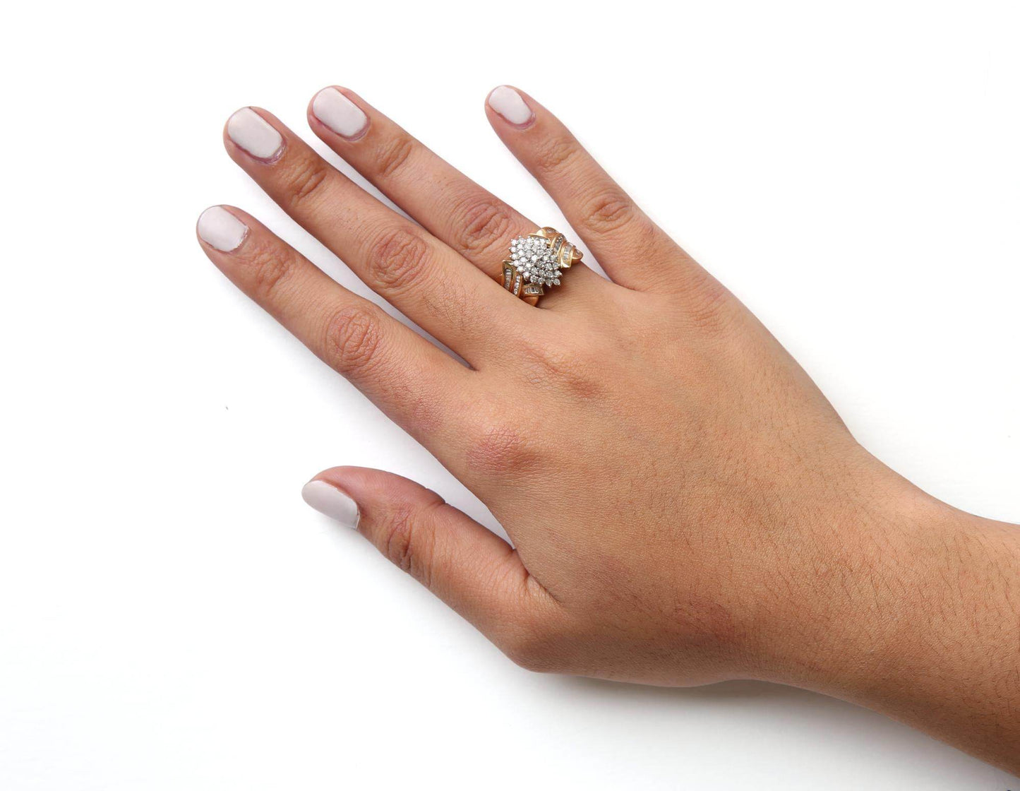 10K Yellow Gold 1 Cttw Diamond Pear Shaped Cluster Cluster Cocktail Ring (H-I Color, I2-I3 Clarity) - Bijoux-NYC Direct
