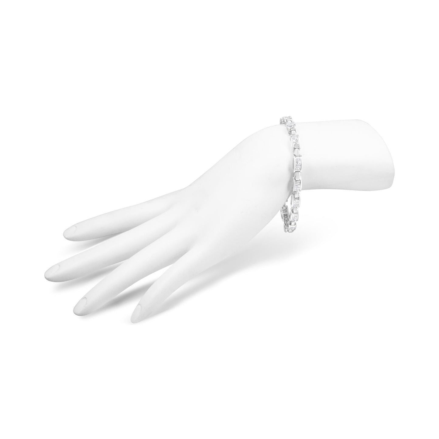 14K White Gold 2.0 Cttw Princess Cut Invisible Set Diamond Rectangular Link Bracelet (I-J Color, I1-I2 Clarity) - 7.25" - Bijoux-NYC Direct