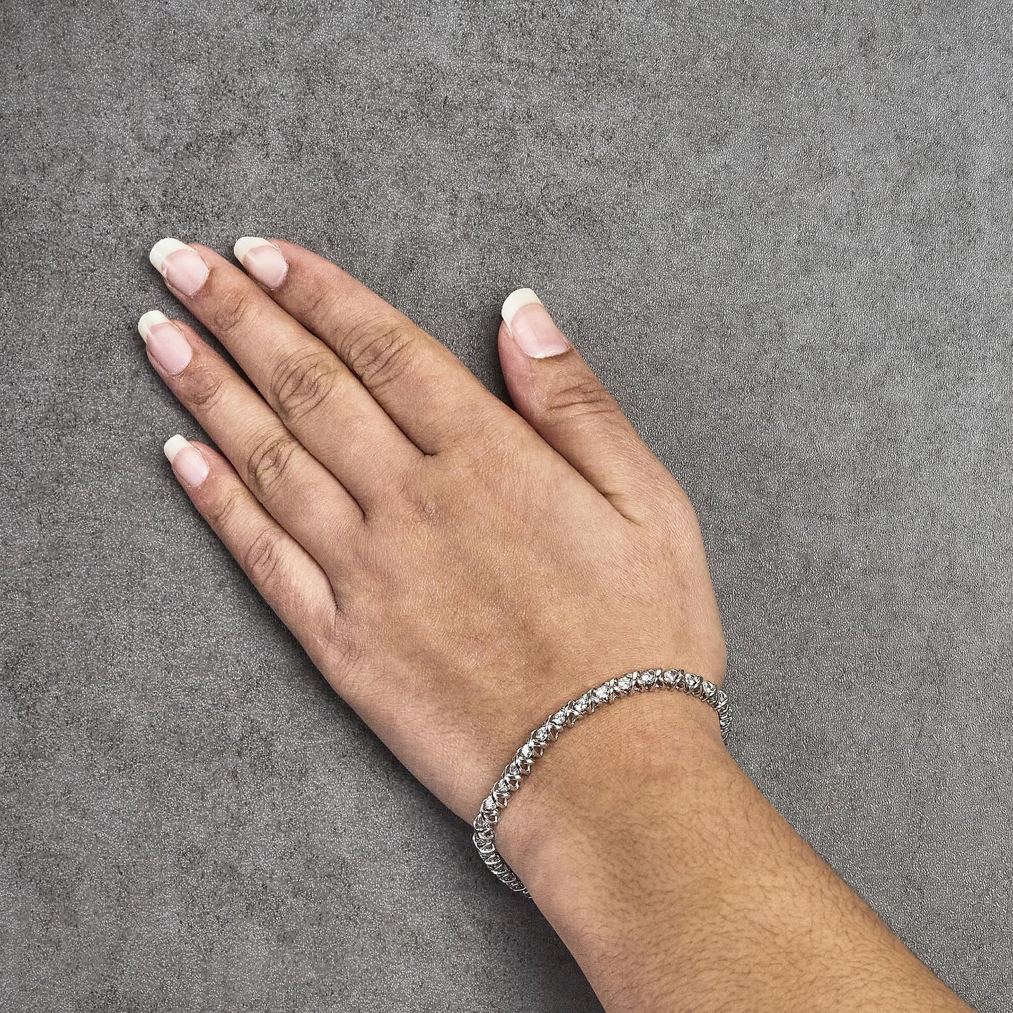 18K White Gold 3.0 Cttw Natural Round Diamond Box Clasp X Link Tennis Bracelet - 7" Inches