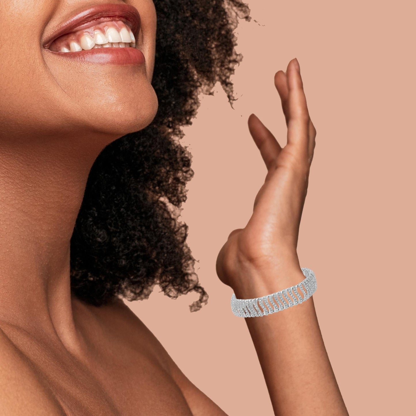 .925 Sterling Silver 5.00 Cttw Round-Cut Diamond "S" Link Bracelet (I-J Color, I3 Clarity) - Size 7.25 - Bijoux-NYC Direct