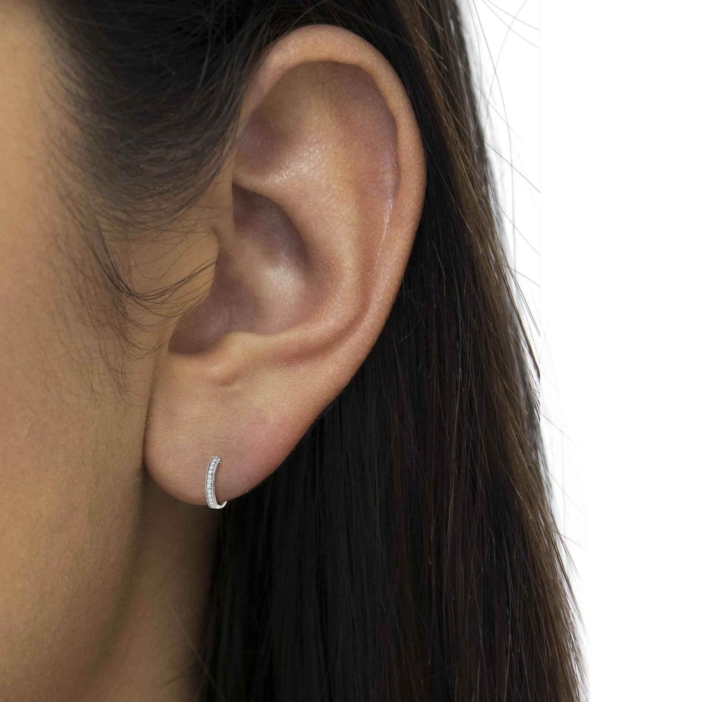 10KT White Gold Diamond Hoop Earring (1.00 cttw, H-I Color, I1-I2 Clarity) - Bijoux-NYC Direct