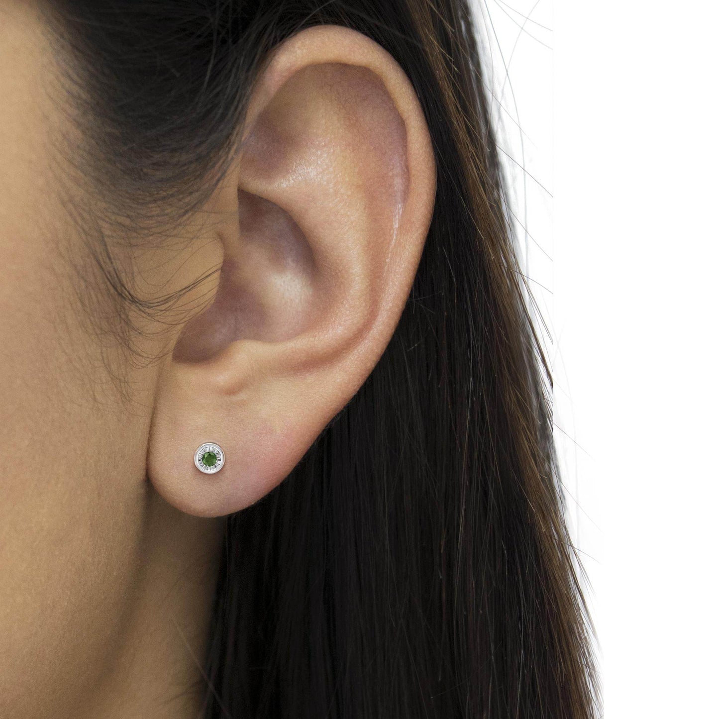 .925 Sterling Silver 1/4 Cttw Round Brilliant-Cut Green Diamond Miracle-Set Stud Earrings (Fancy Color-Enhanced, I1-I2 Clarity) - Bijoux-NYC Direct