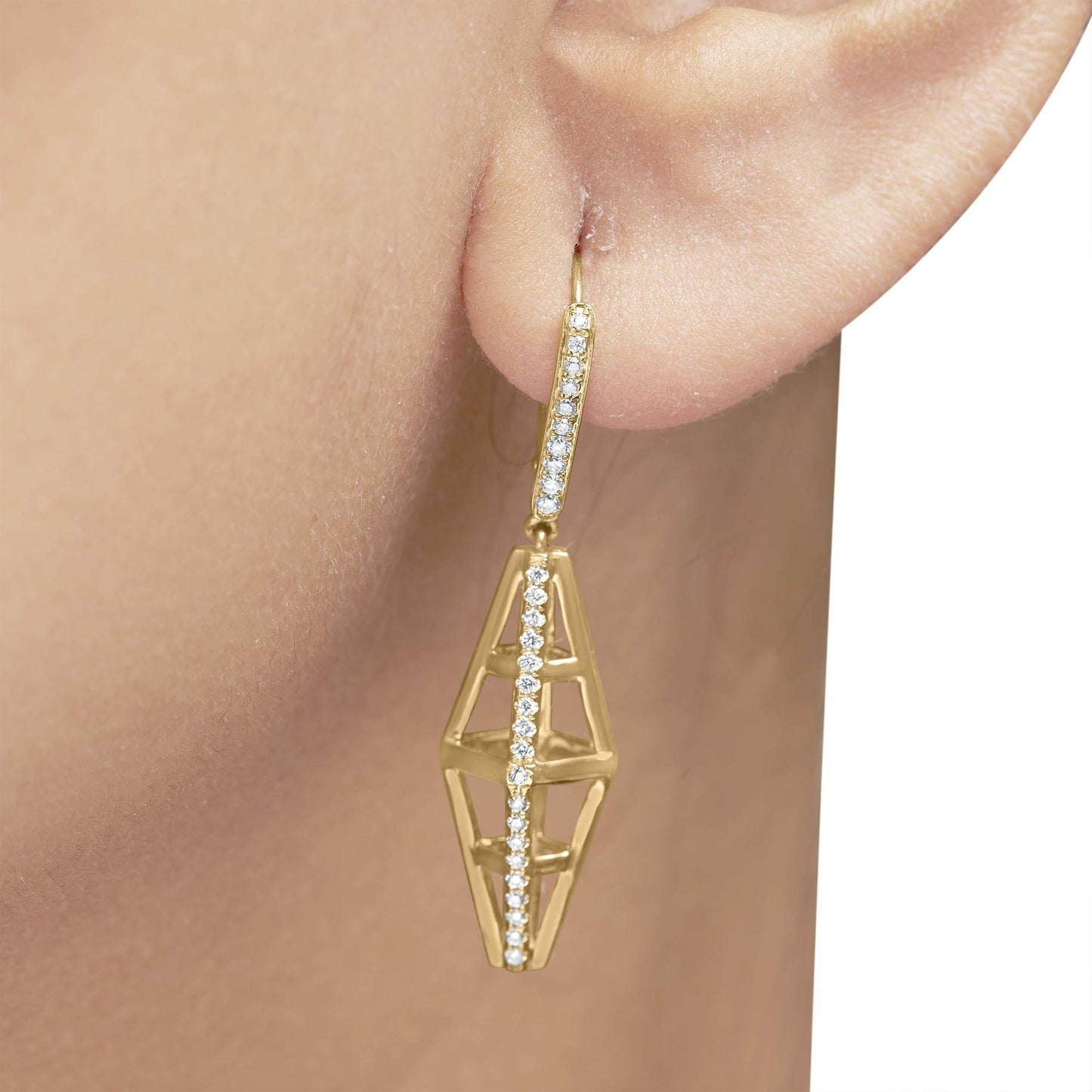 14K Yellow Gold 5/8 Cttw Diamond Geometrical Pillar Drop and Dangle Earrings (G-H Color, SI1-SI2 Clarity) - Bijoux-NYC Direct