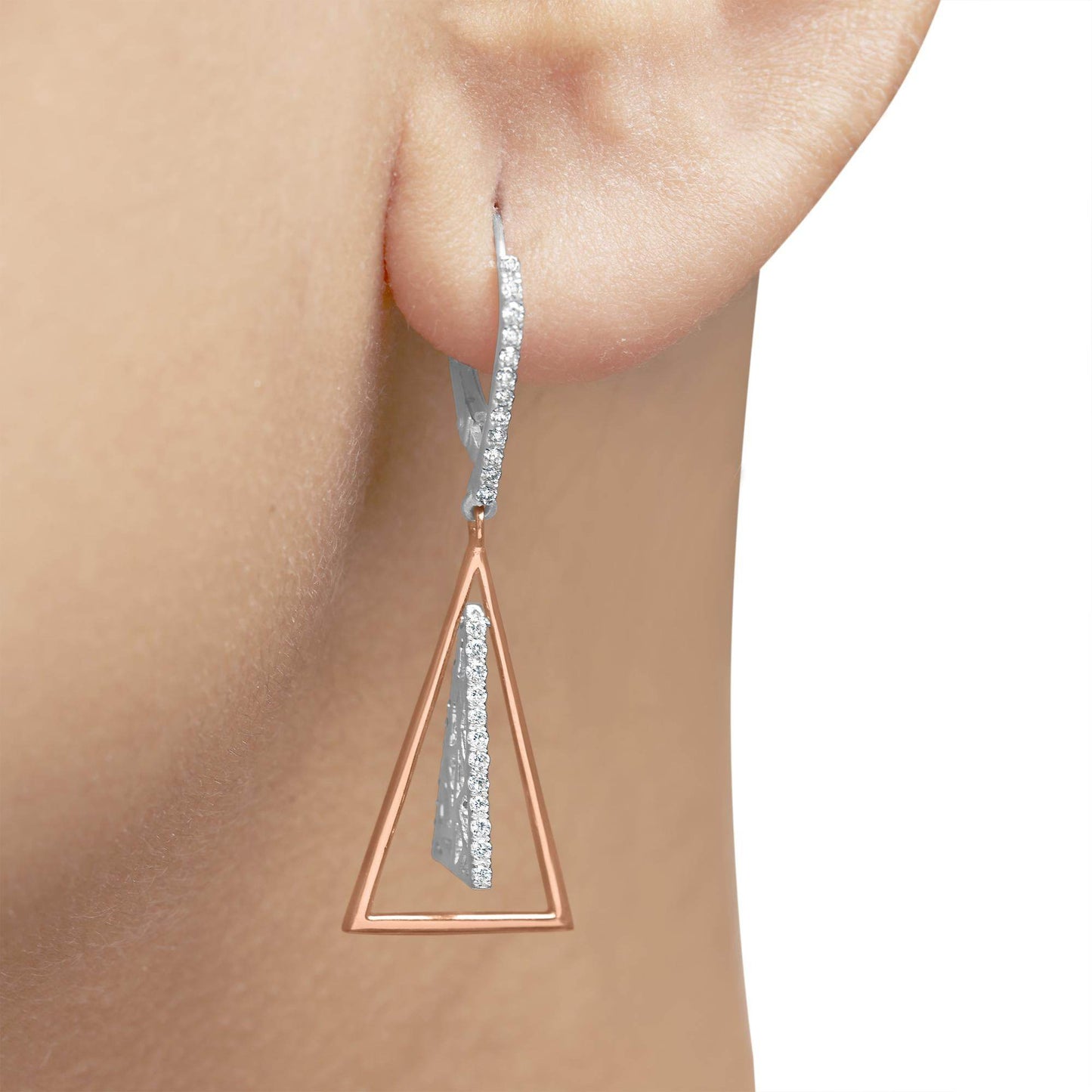 14K Rose and White Gold 3/8 Cttw Diamond Windchime Drop and Dangle Earring (G-H Color, SI1-SI2 Clarity) - Bijoux-NYC Direct