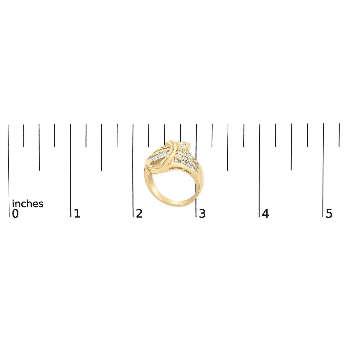 14K Yellow Gold 1 1/3 Cttw Channel Set Diamond Bypass Cocktail Ring (J-K Color, I1-I2 Clarity) - Ring Size 7 - Bijoux-NYC Direct