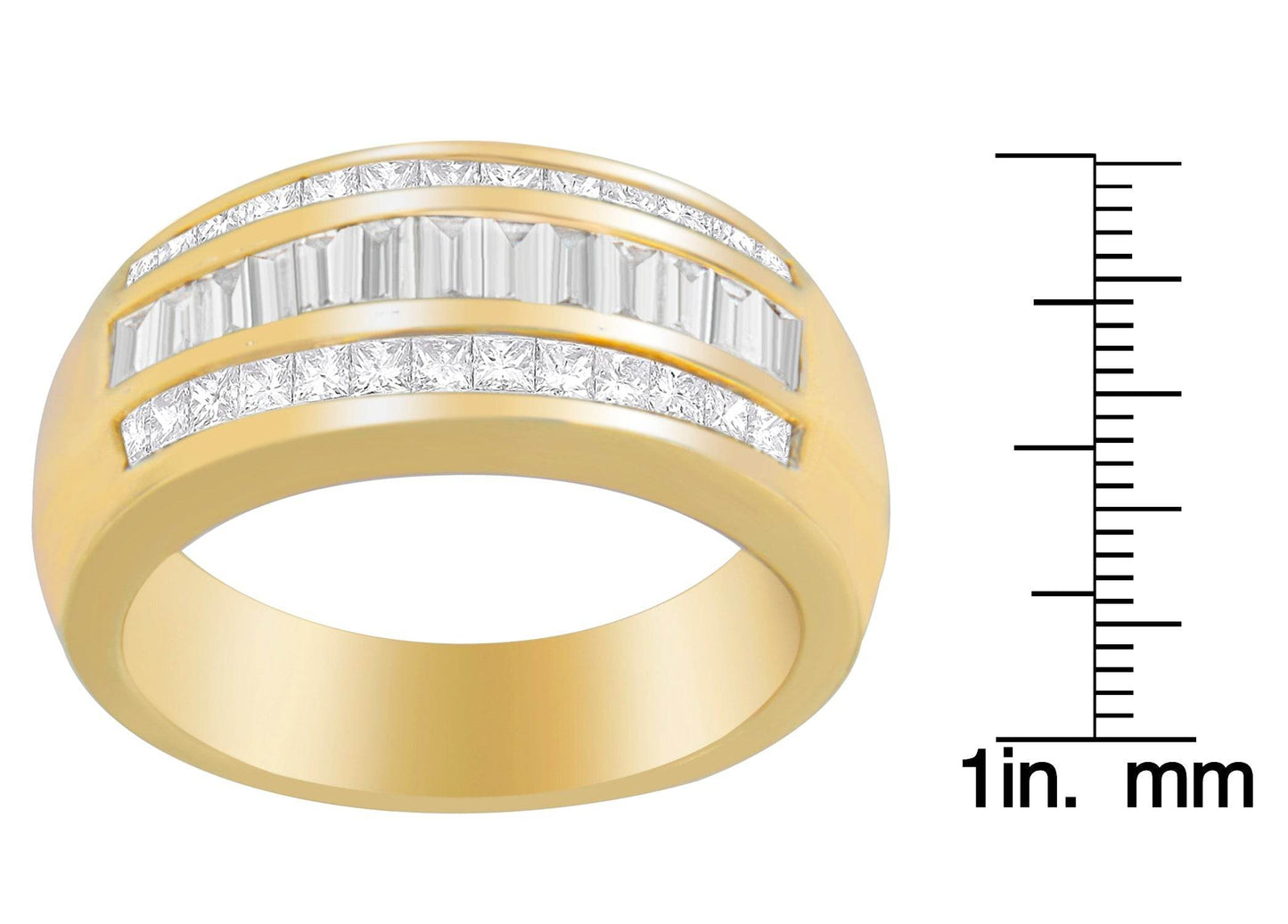 14K Yellow Gold 1ct. TDW Princess and Baguette-Cut Diamond Ring(H-I, SI1-SI2) - Bijoux-NYC Direct