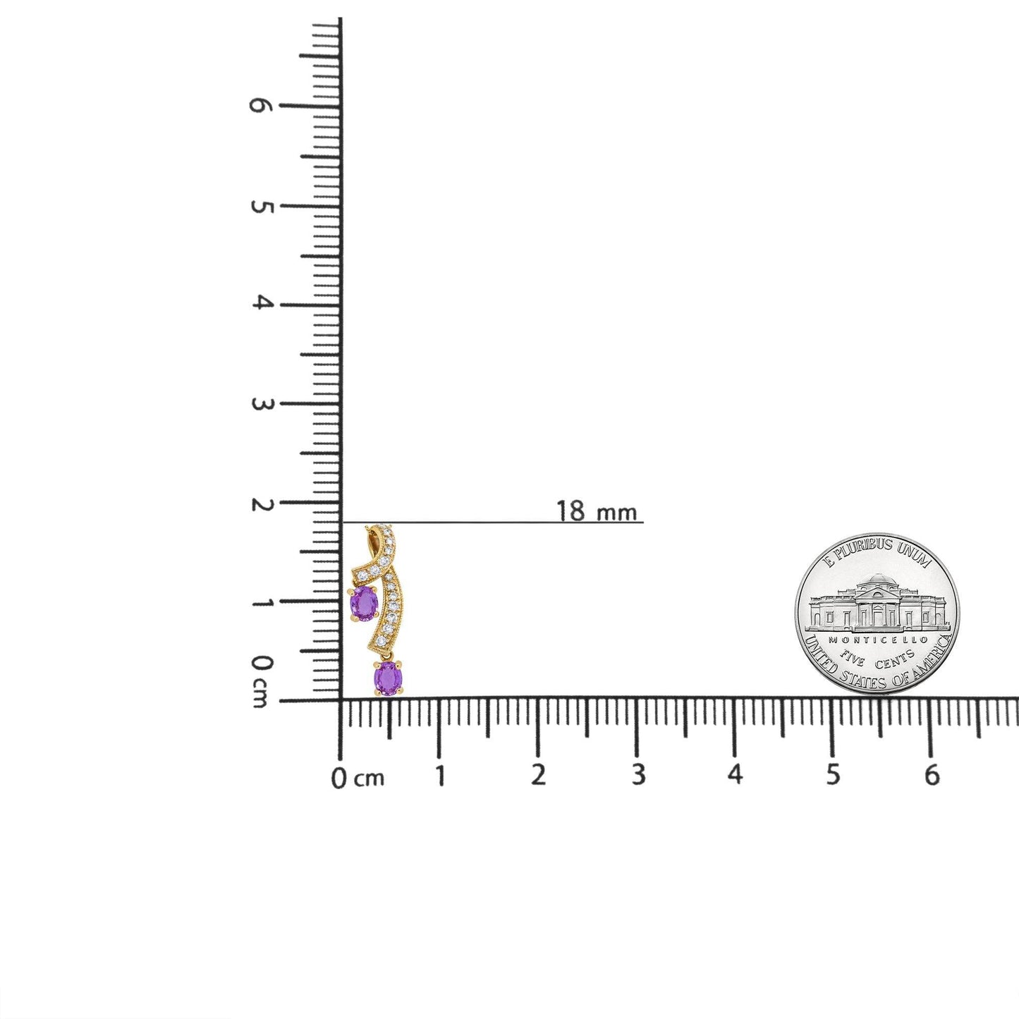 14K Yellow Gold 6x4mm Oval Pink Sapphire and 1/5 Cttw Round Diamond Pendant Necklace - (H-I Color, SI1-SI2 Clarity) - Bijoux-NYC Direct