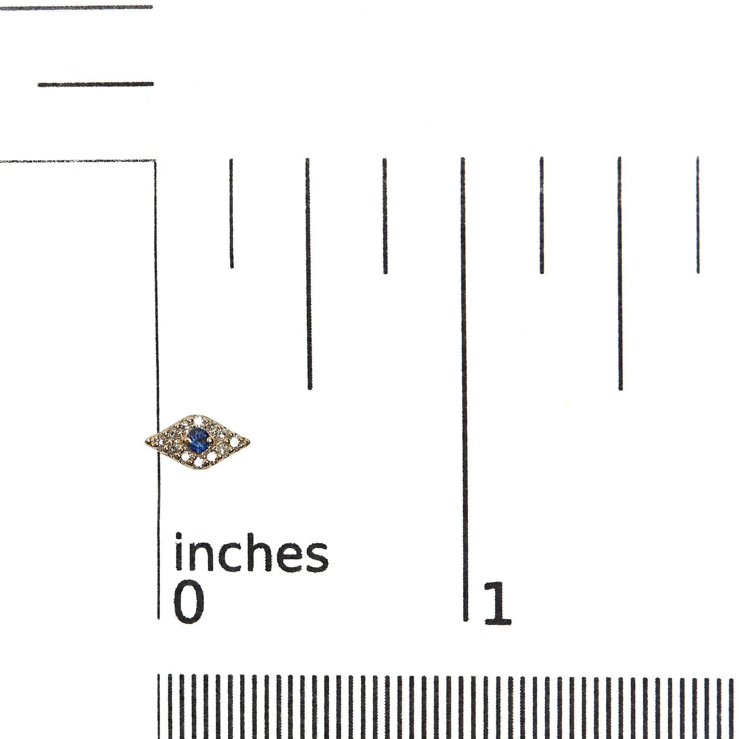 10K Yellow Gold Blue Sapphire and Diamond Accent Evil Eye Stud Earring (H-I Color, I1-I2 Clarity) - Bijoux-NYC Direct