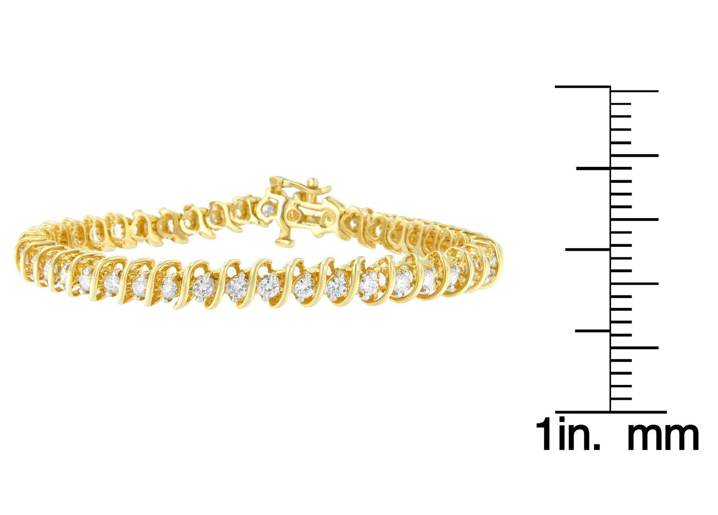 14K Yellow Gold Round Cut Diamond Spiral Link Bracelet (3.00 cttw, H-I Color, SI2-I1 Clarity) - Bijoux-NYC Direct